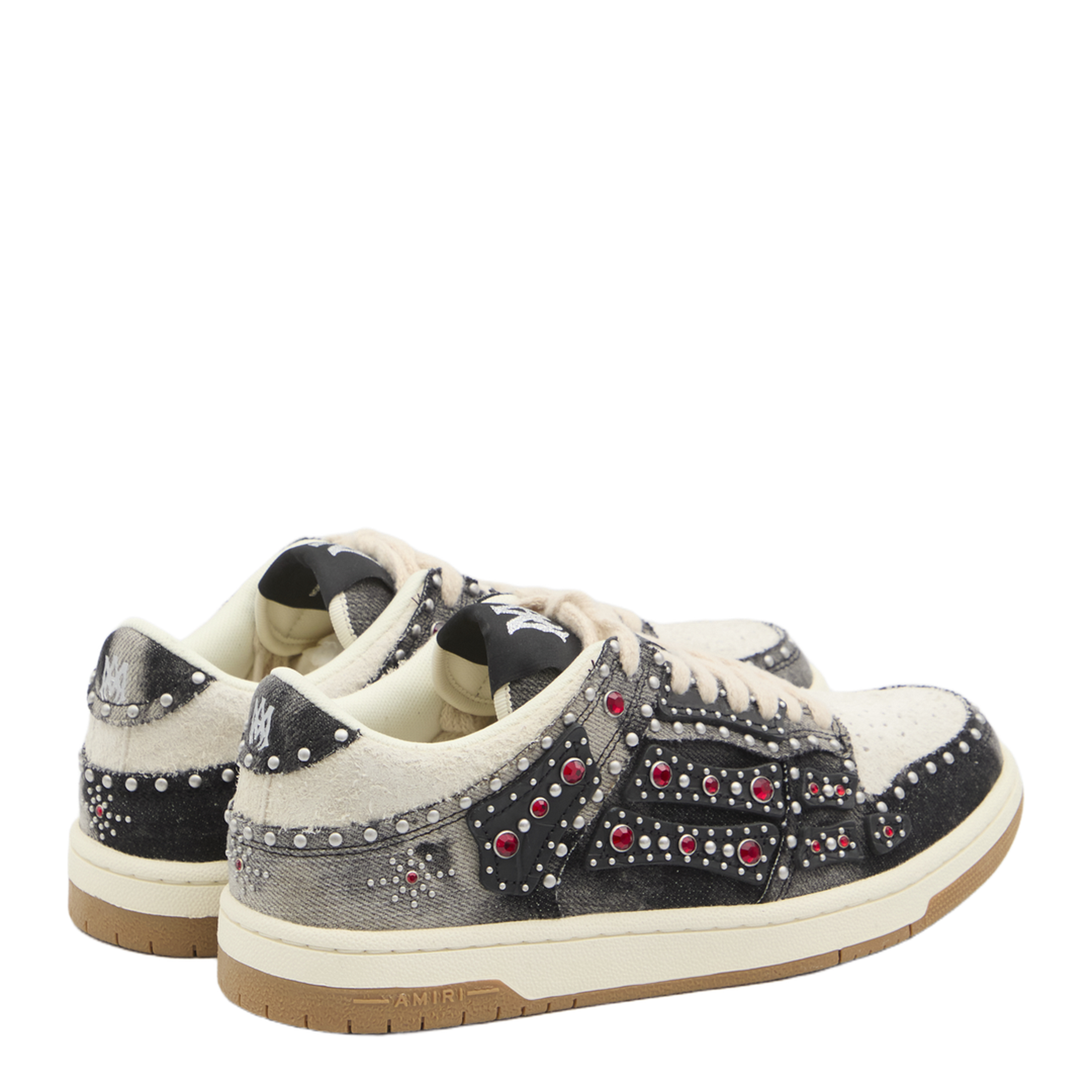 Skel Top Black Sneaker With Beads And Crystals