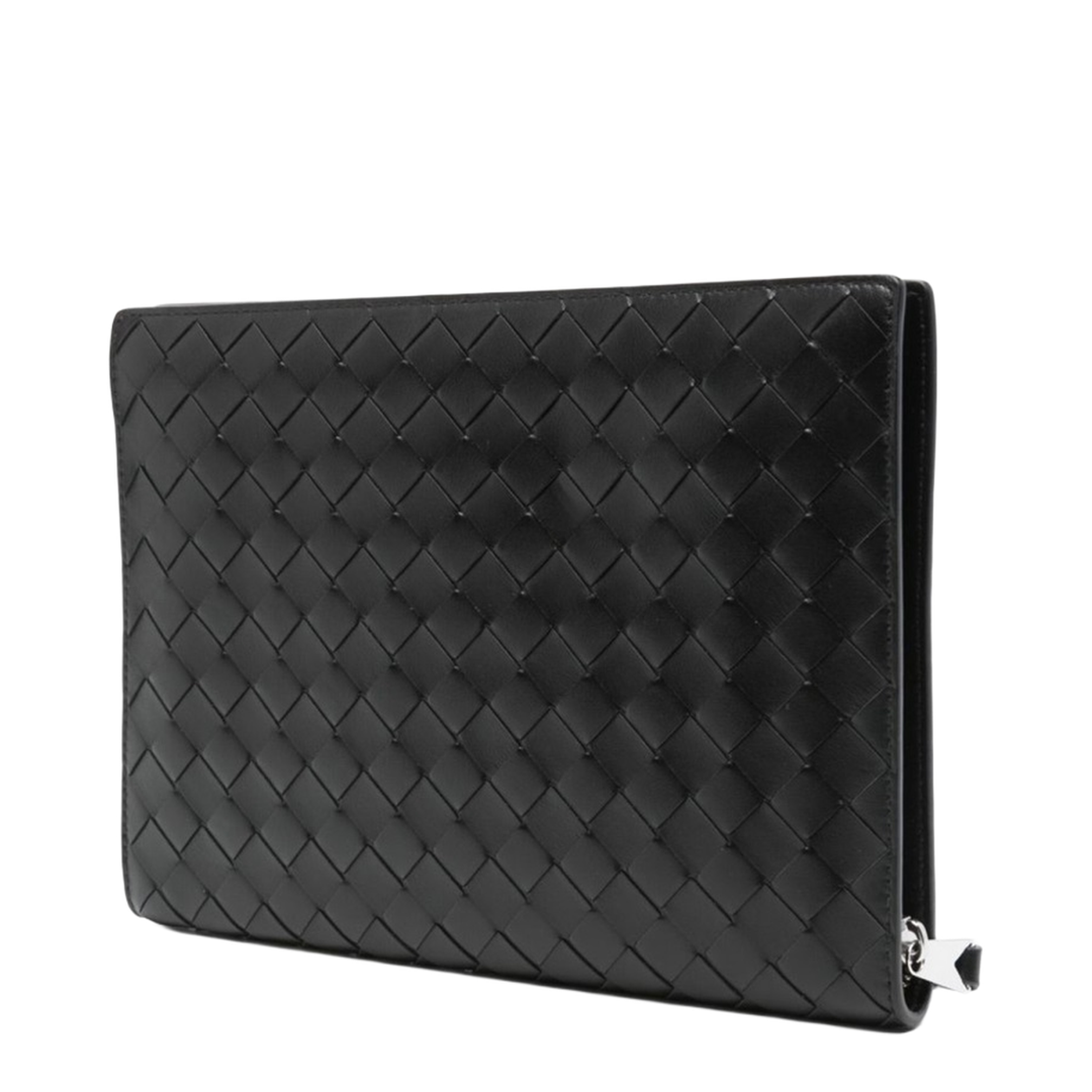 Intrecciato Leather Pouch - Black