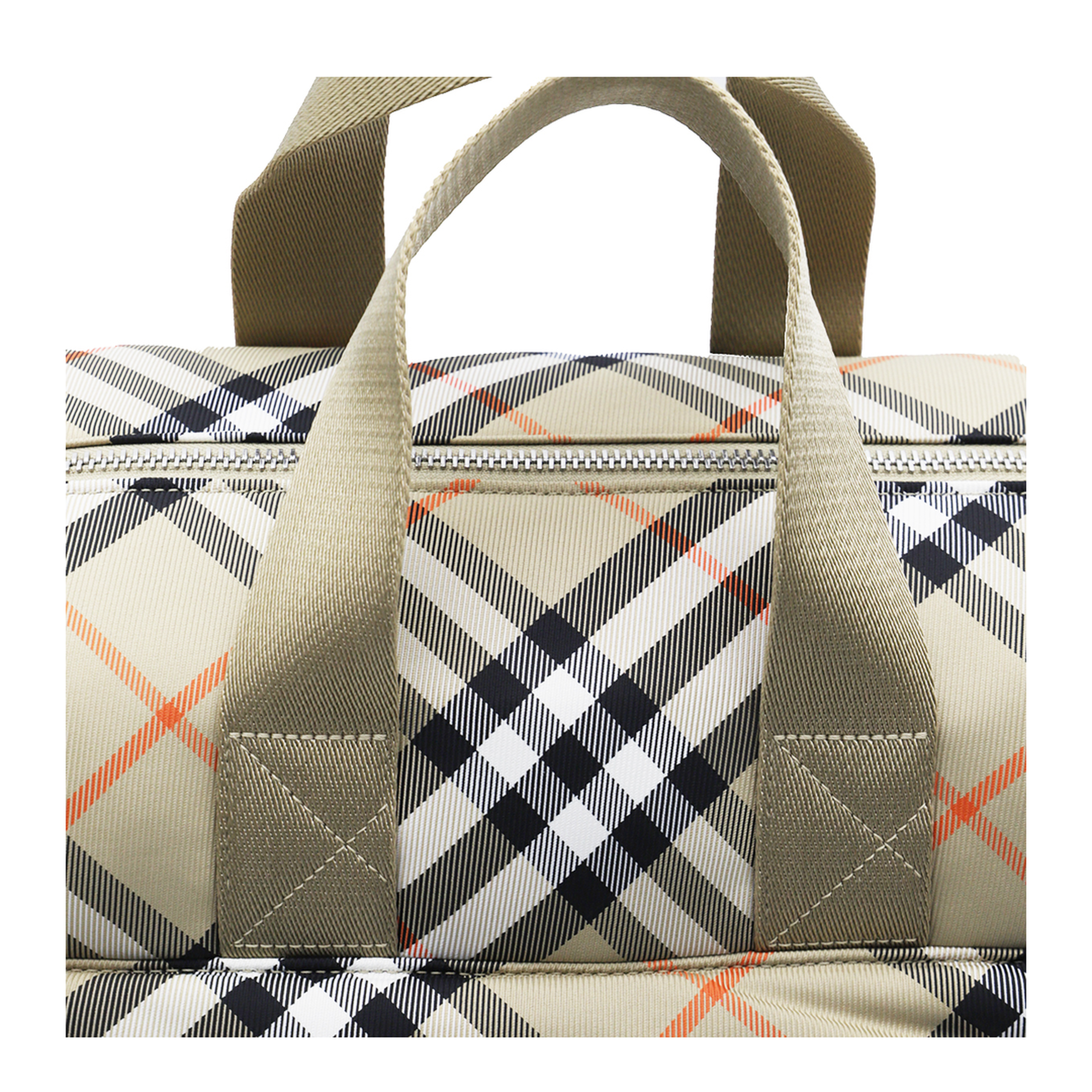 Polyamide Zipped Checked Changing Bag - Beige