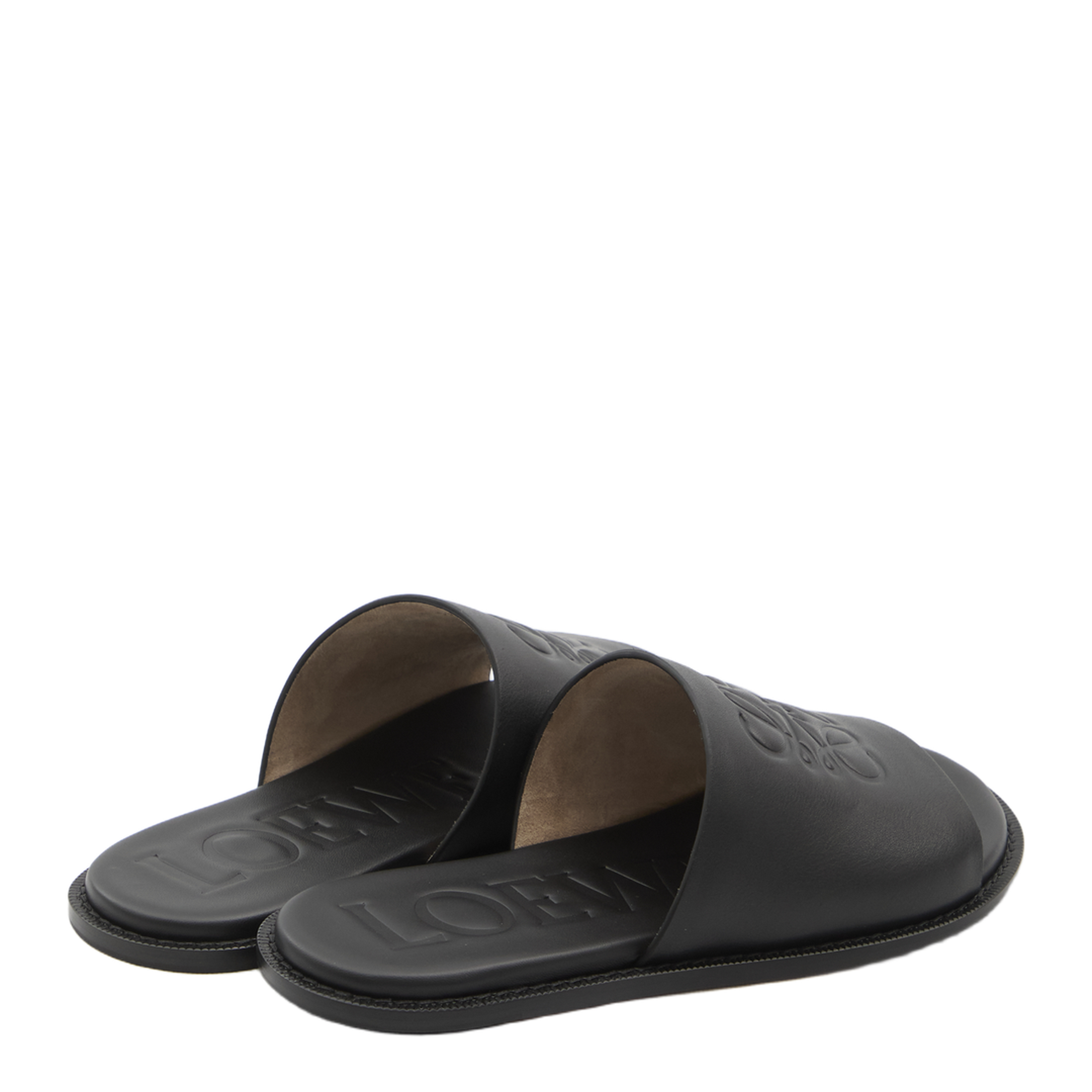 Flex Anagram Slide in Soft Calfskin Black
