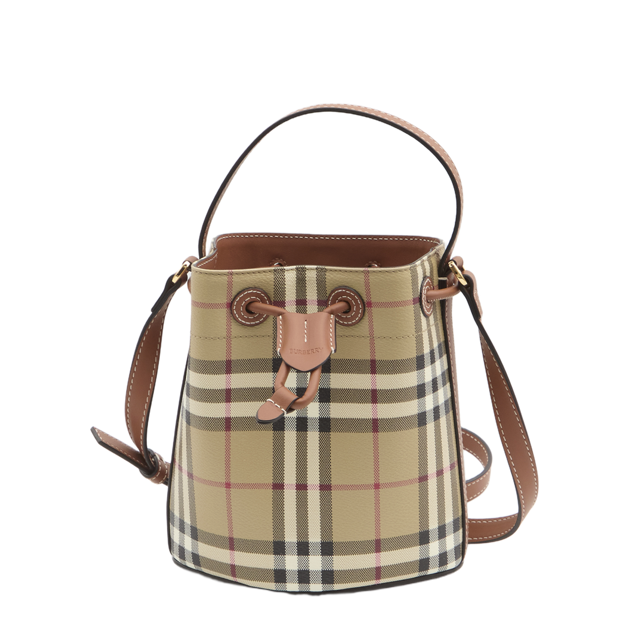Check Mini Bucket Bag