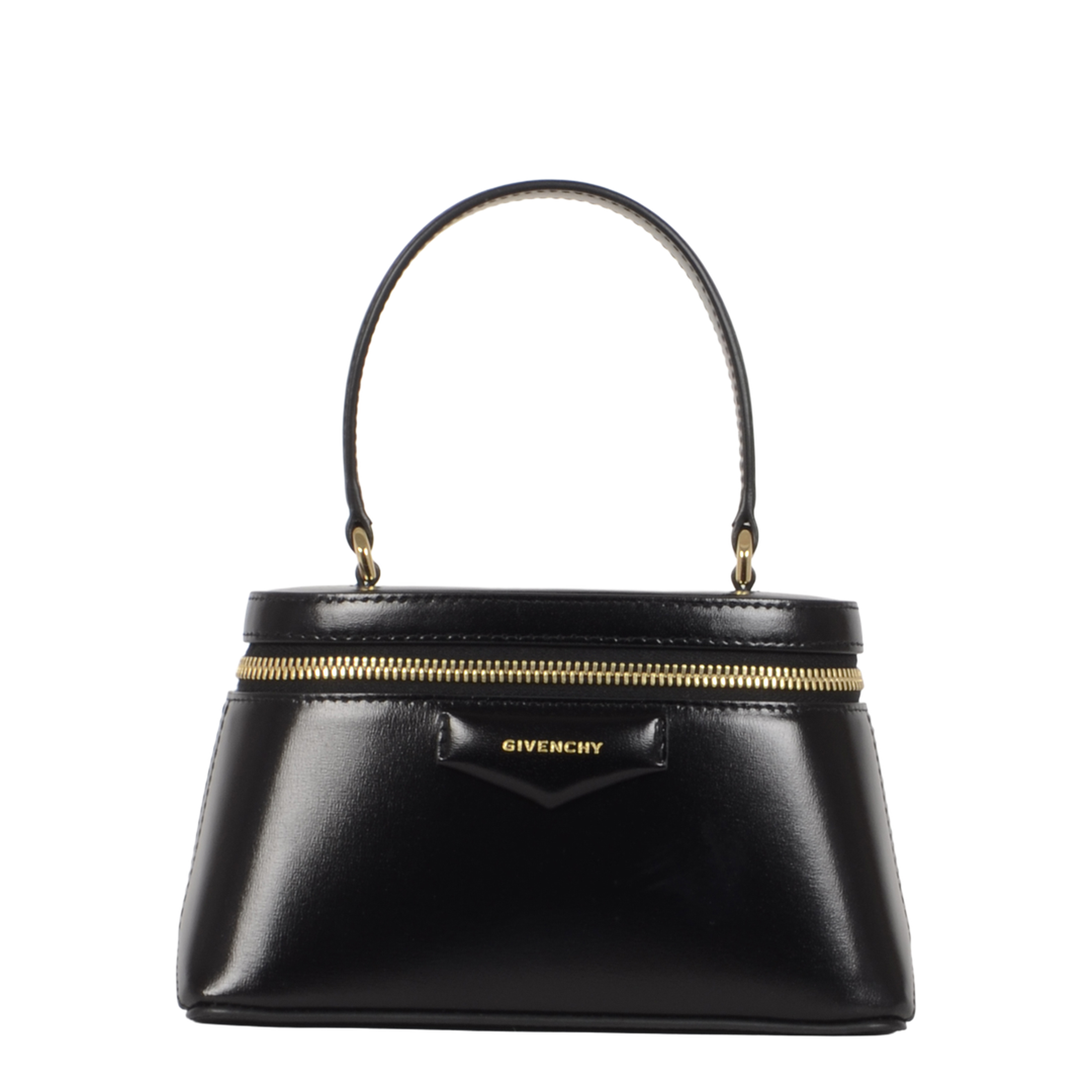 Antigona Calfskin Vanity Bag in Box Leather with Chain - Black