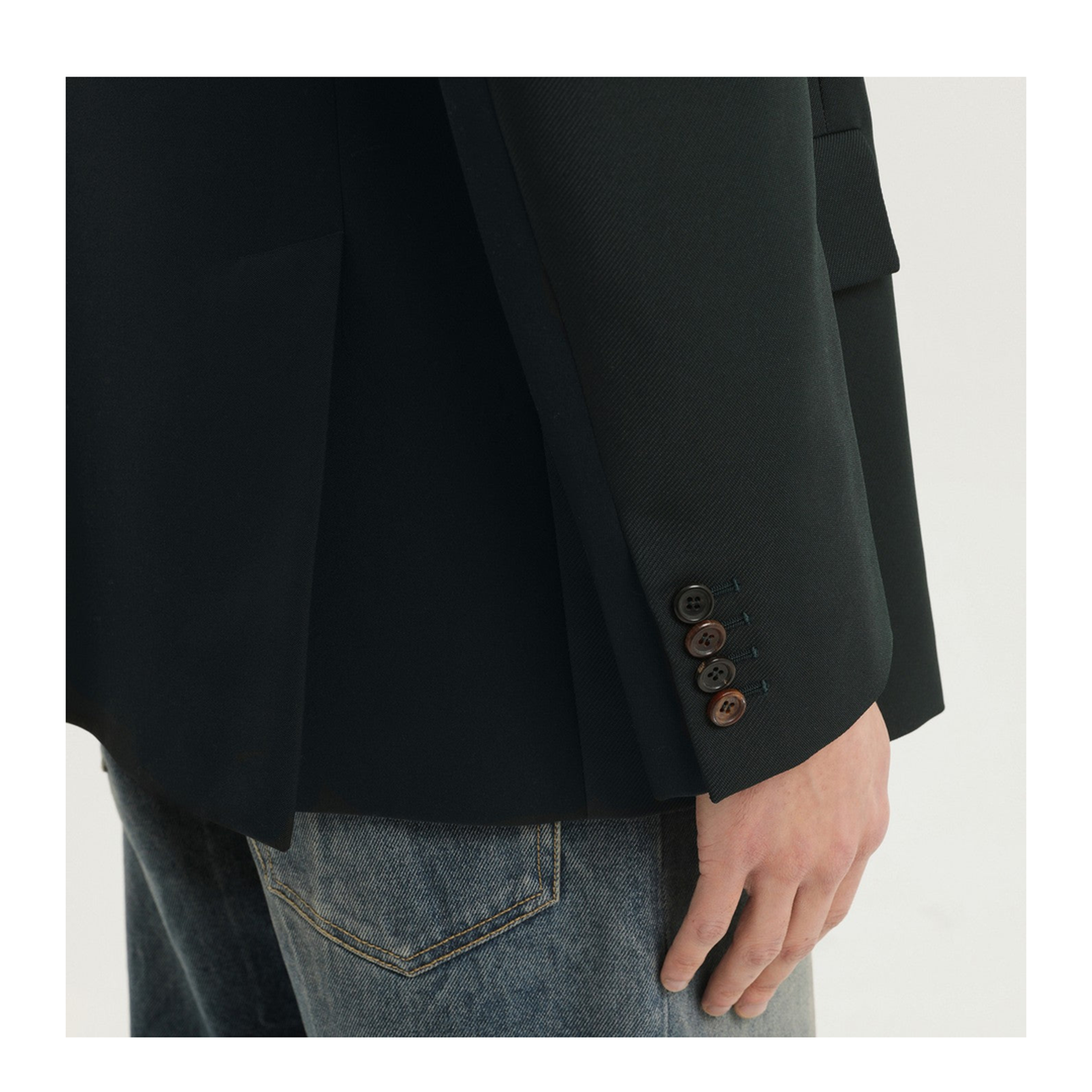 MAYFEYR - 1989 STUDIO - Dark Green Double Breasted Blazer - F04MTB009FAB0017200