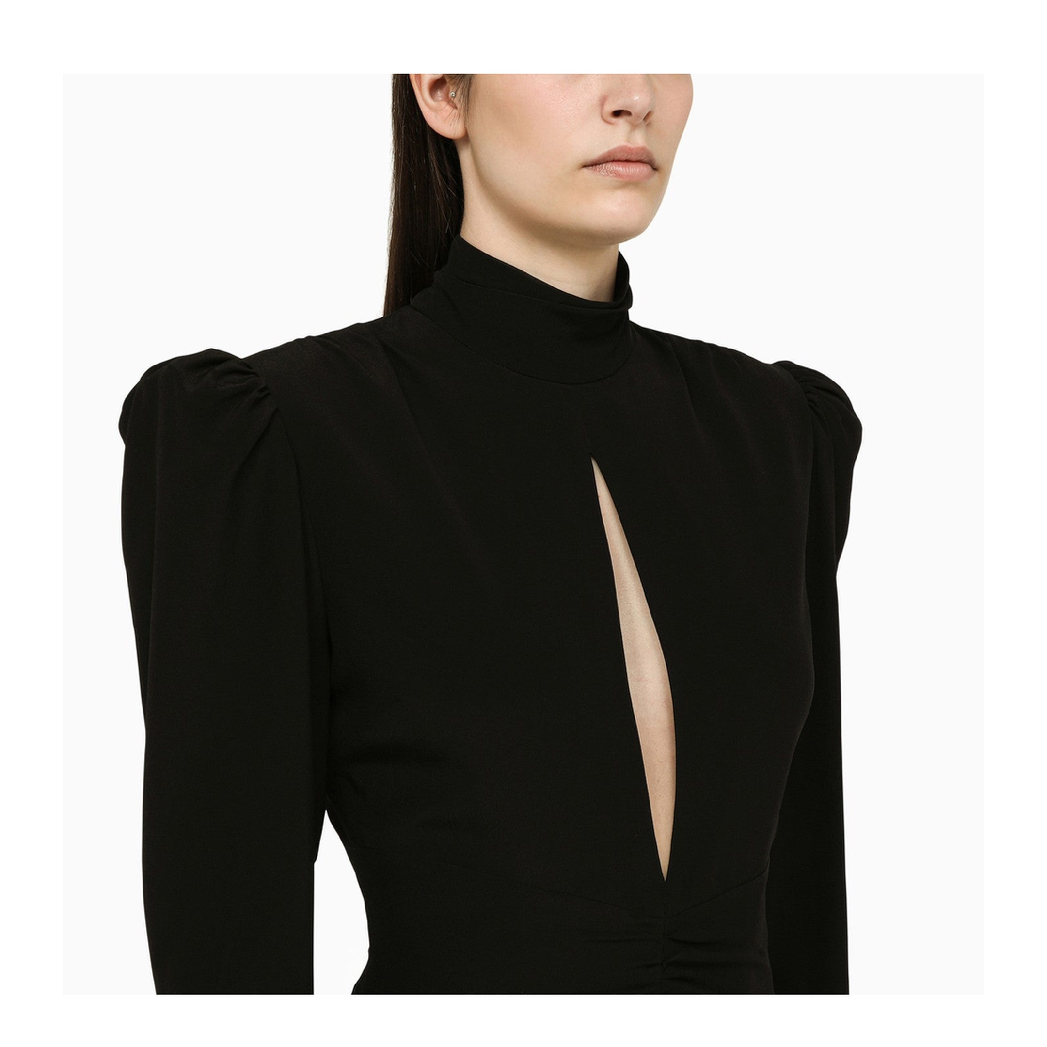 MAYFEYR - Alessandra Rich - Black Draped Silk Minidress - FABX3617F30570900