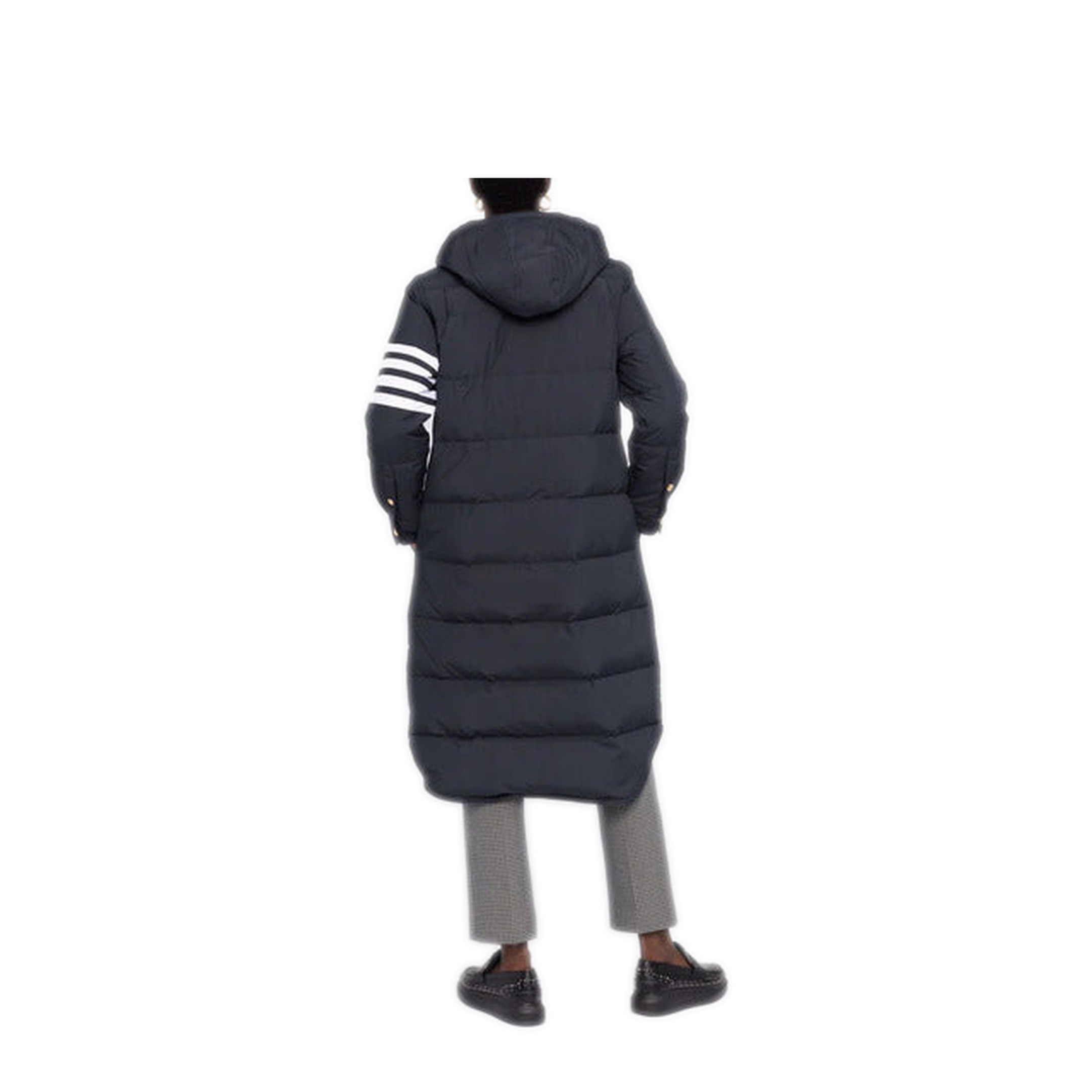 MAYFEYR - Thom Browne - Down Filled Below Knee Hooded Shirtdress W/ 4 Bar In Military Ripstop - FOD025X05222415