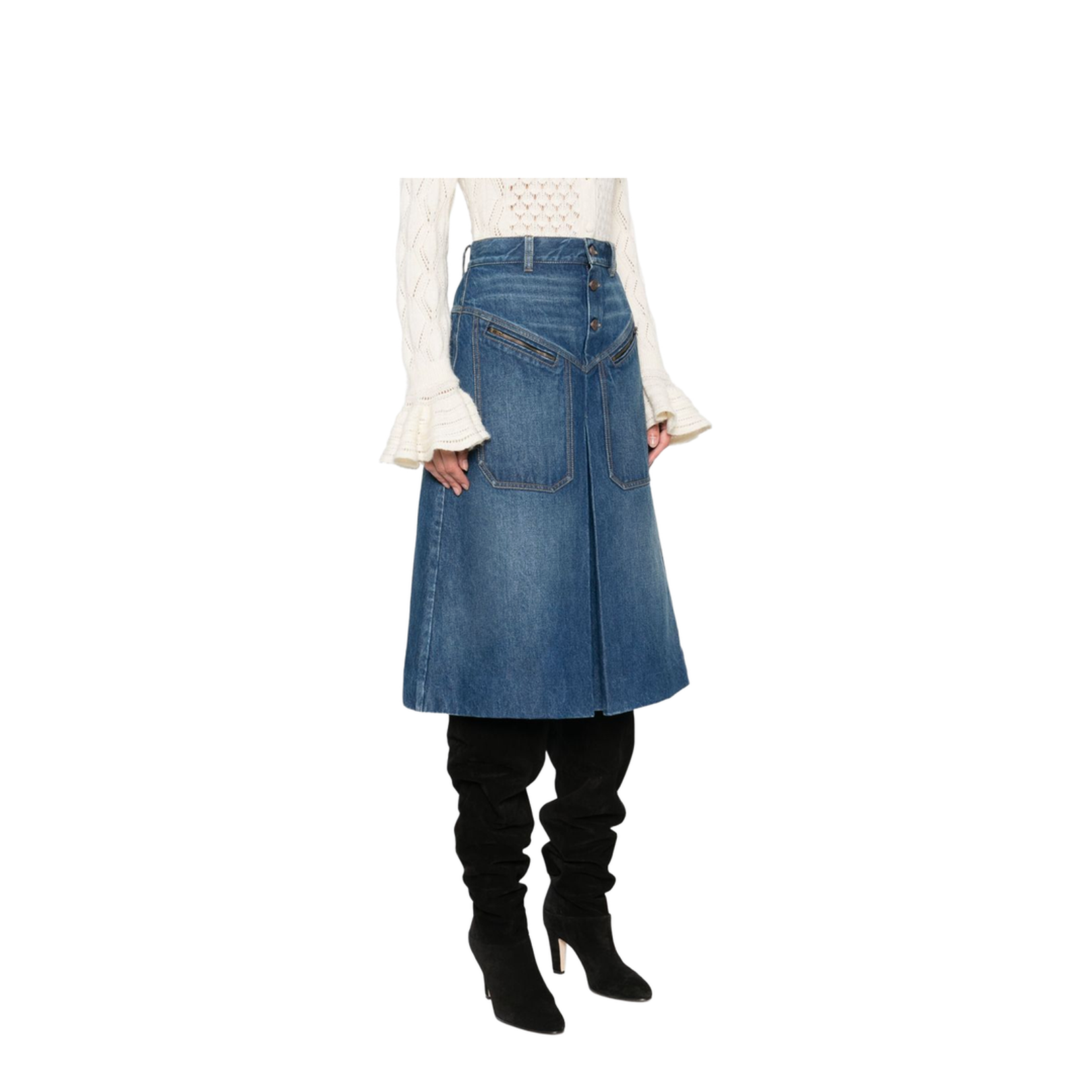 Knee-length Skirt in Denim