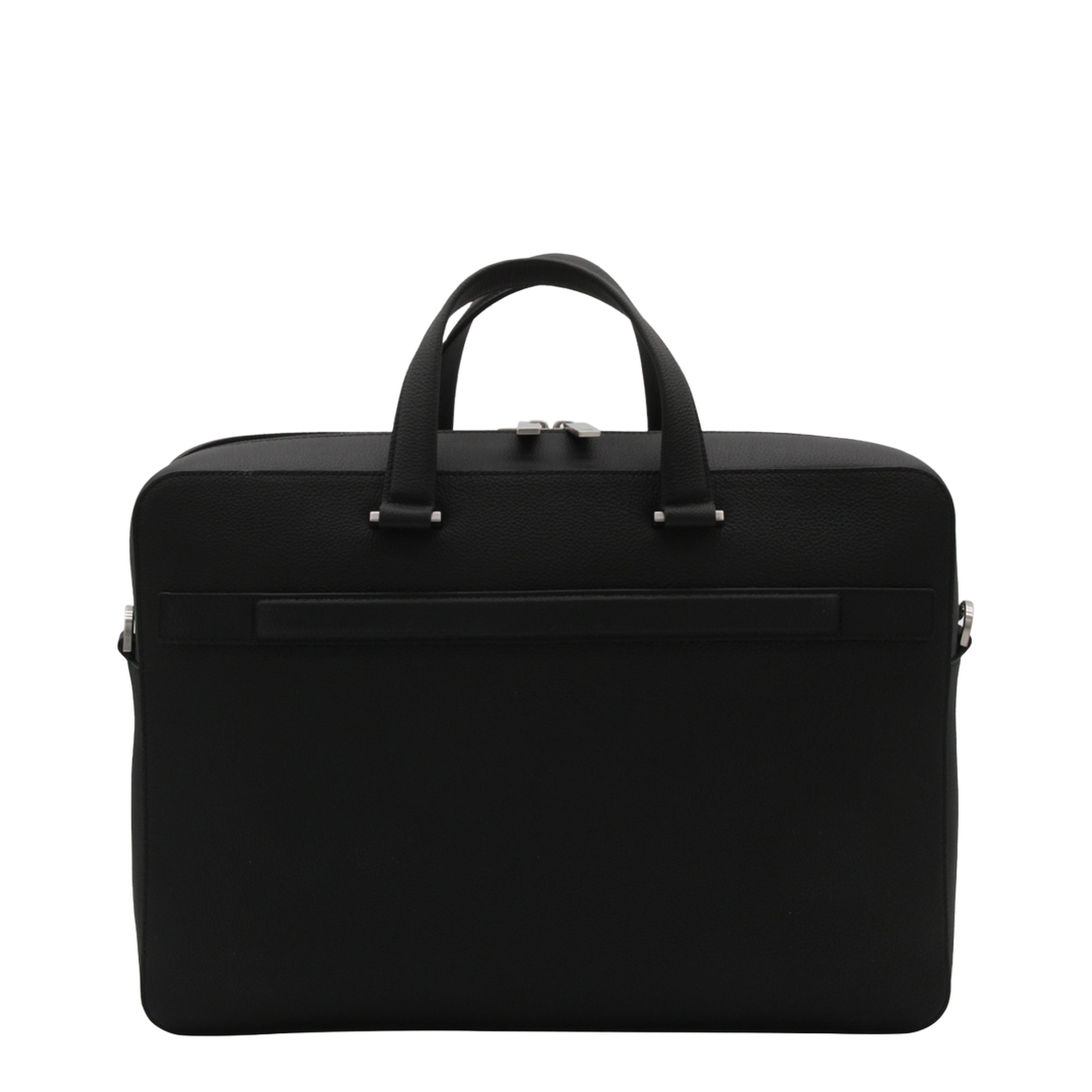 Salvatore Black Leather Business Gancini Top Handle Bag