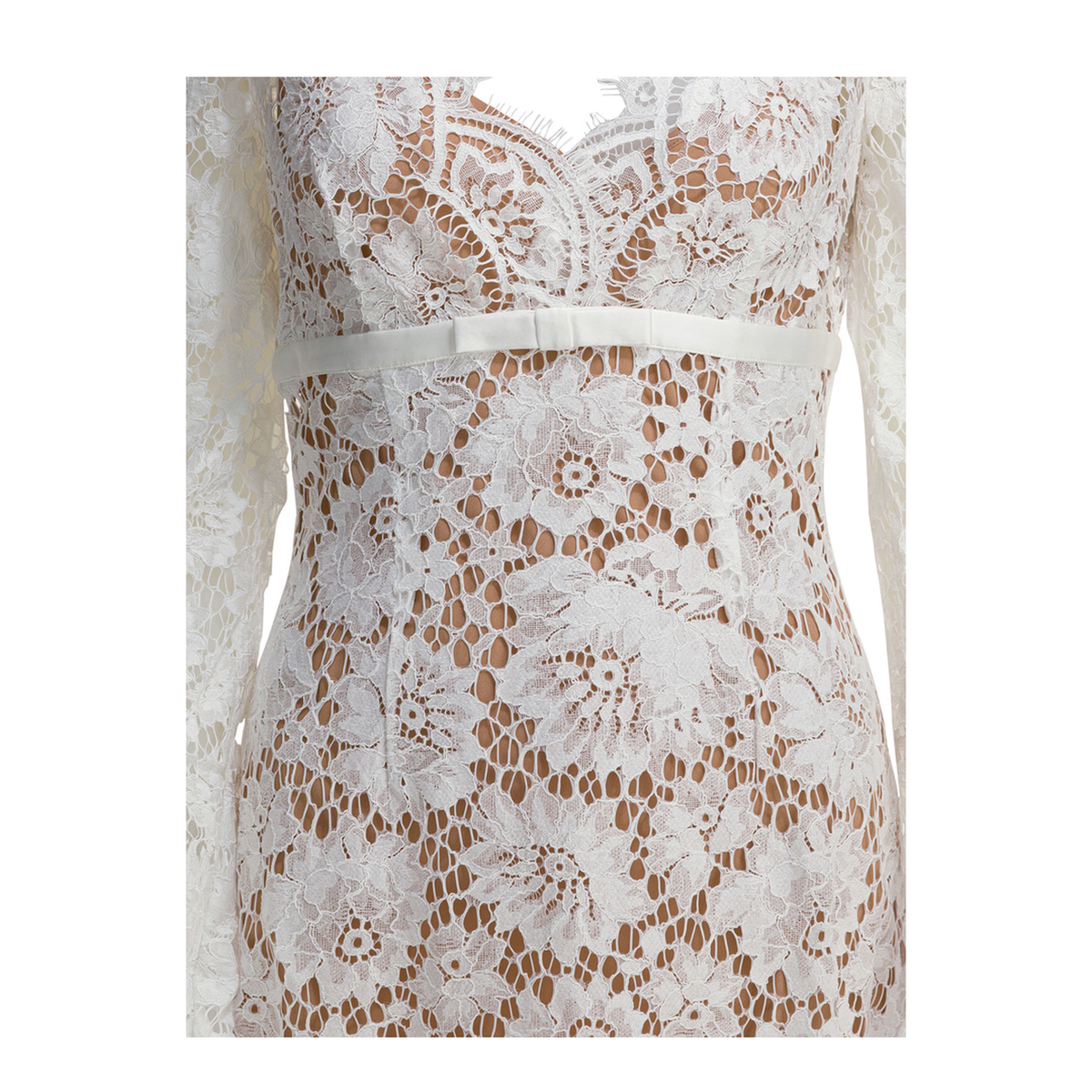MAYFEYR - Self Portrait - Long Lace Dress - AW25202MWWHITE