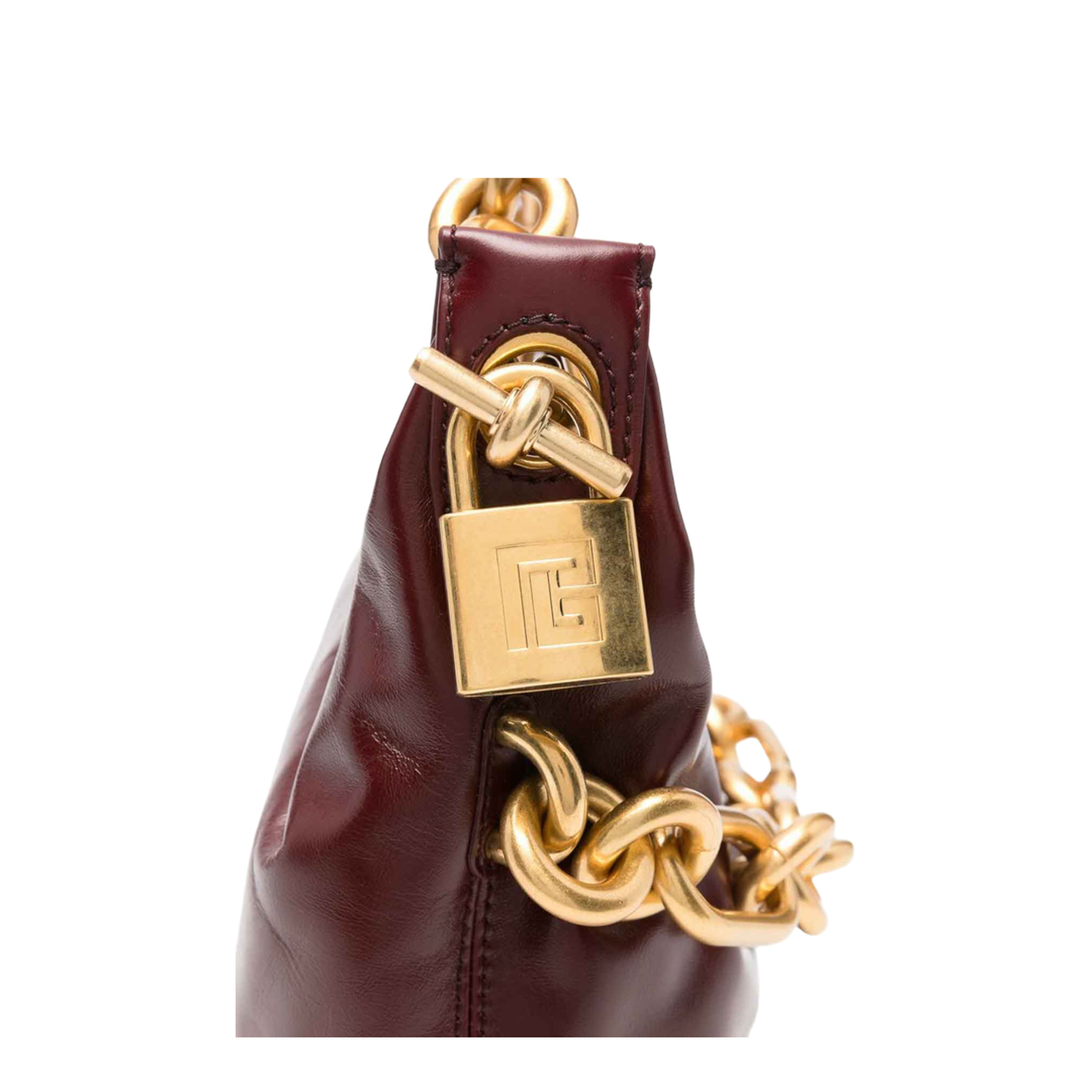 Sync Medium Leather Shoulder Bag - Bordeaux - Blush Lux