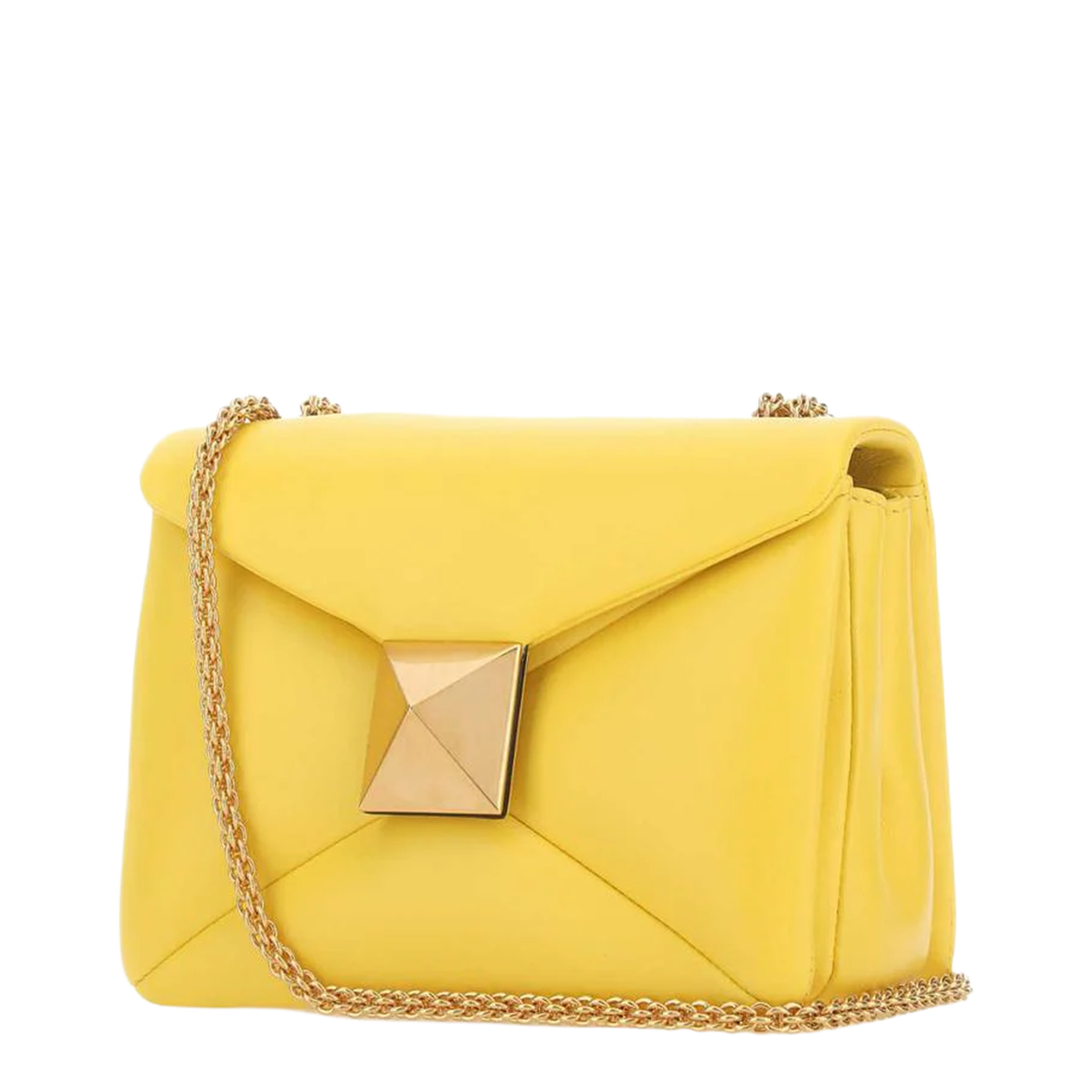 One Stud Yellow Nappa Leather Shoulder Bag