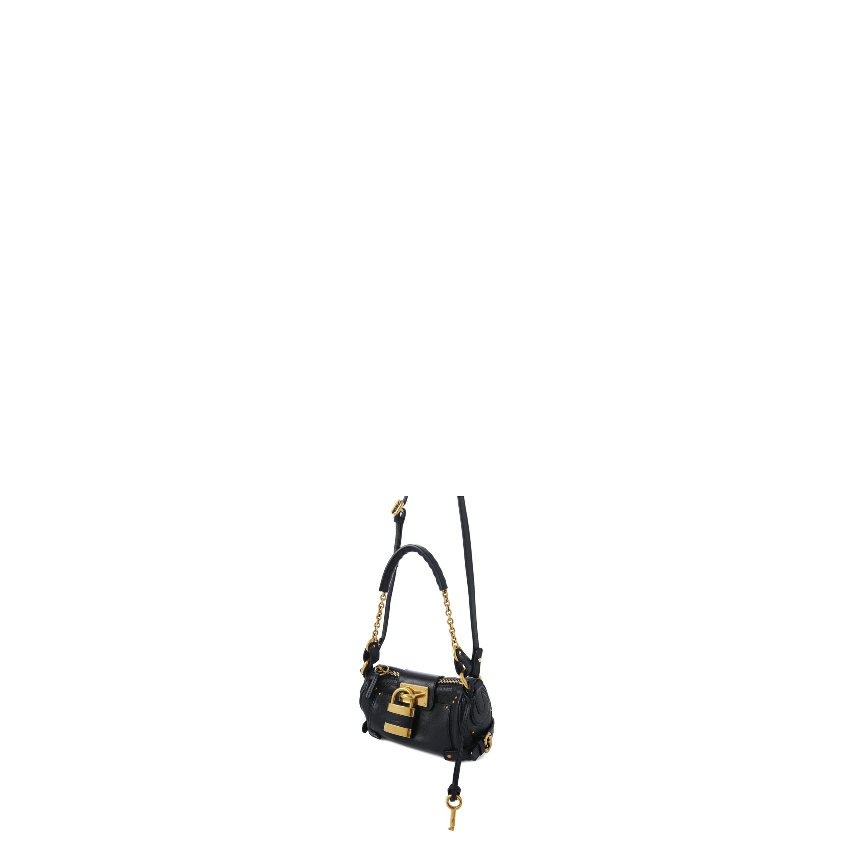 Small Paddington Chain Bag in Grained Leather Black