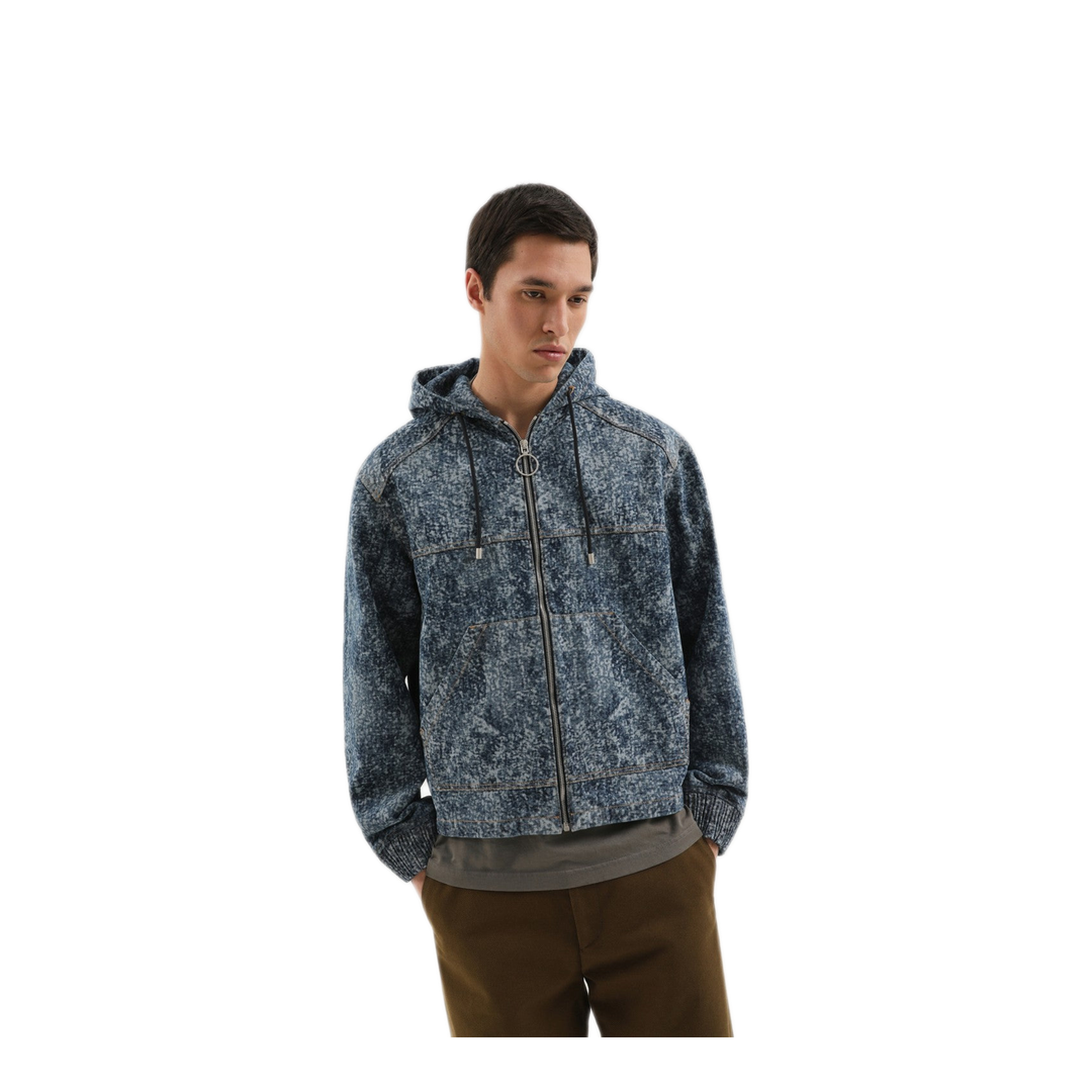 MAYFEYR - 1989 STUDIO - Denim Marbled Zip Hoodie - F04MCG001DEN0016100