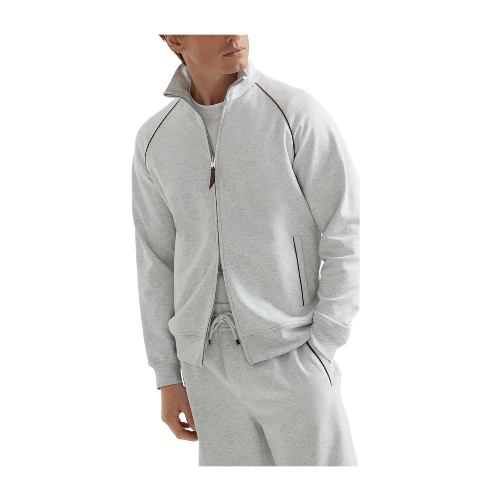 Zipped Cotton Sweatshirt - Grey