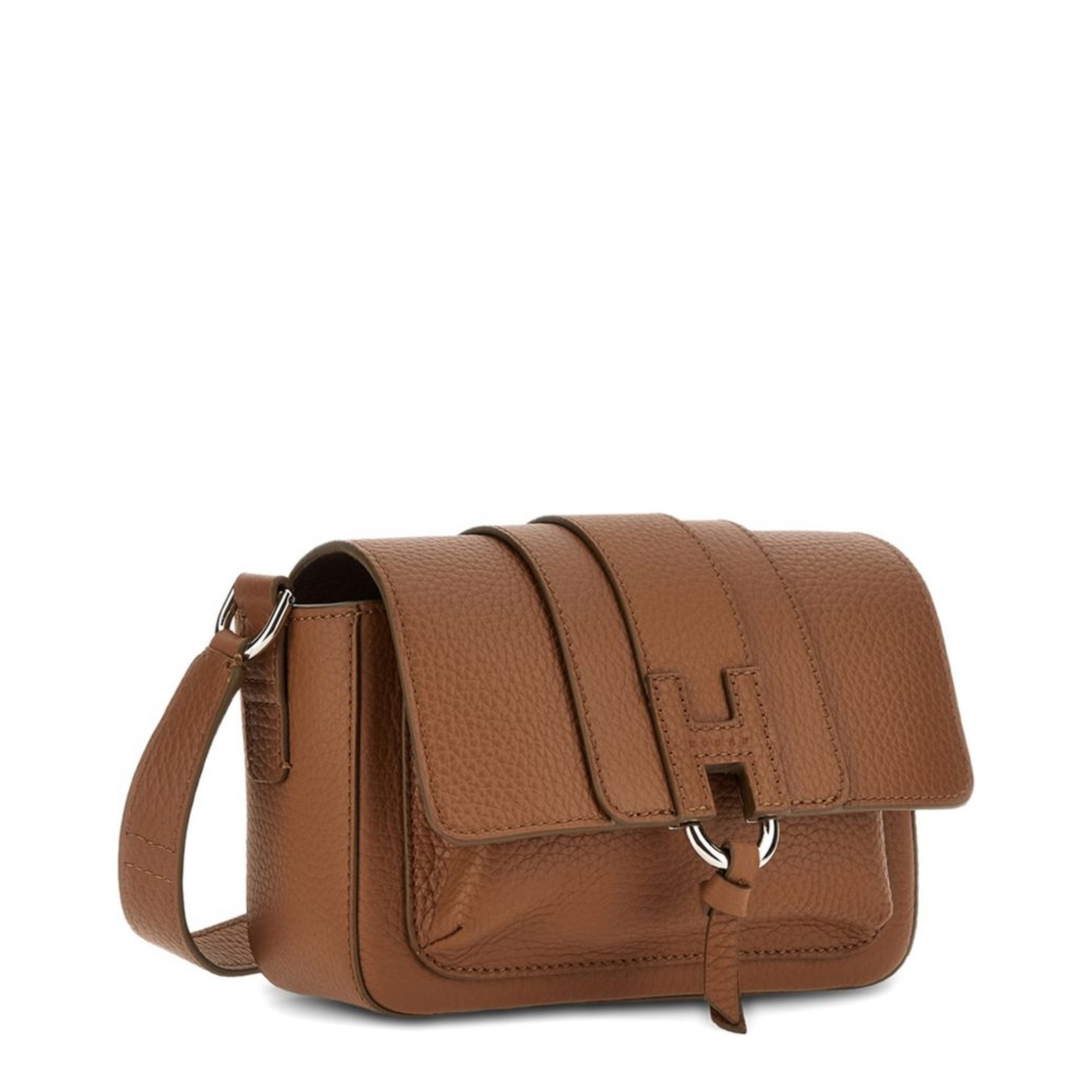 Trend Hammered Leather Flap Bag - Brown