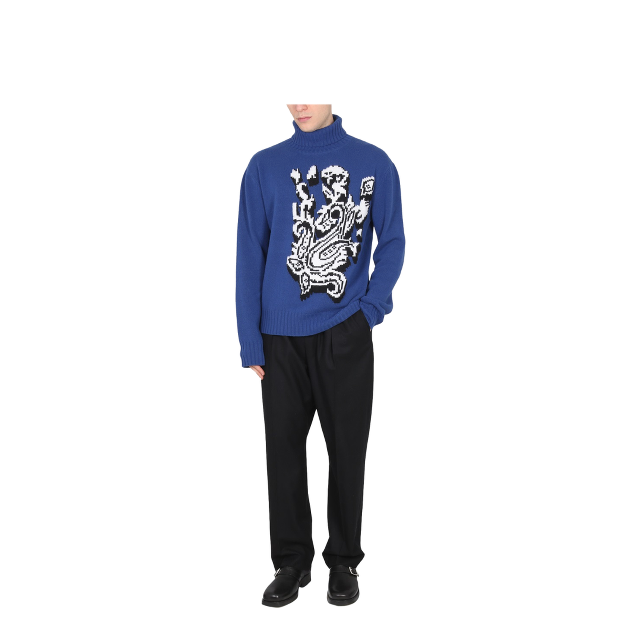 Inlaid Jacquard Turtleneck Sweater