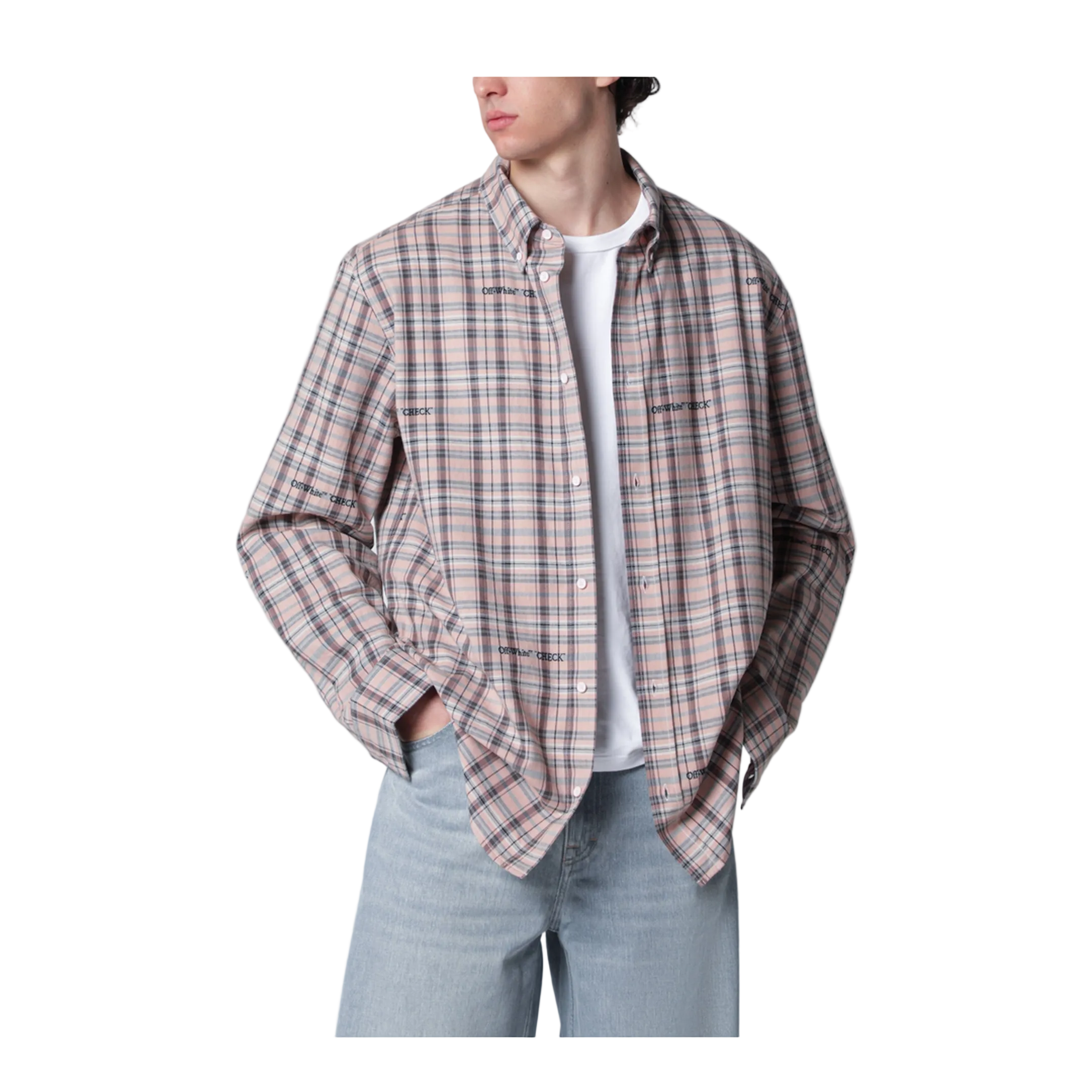 MAYFEYR - - Pink Check-Pattern Shirt With Logos - OMGE04MS26FAB0016080