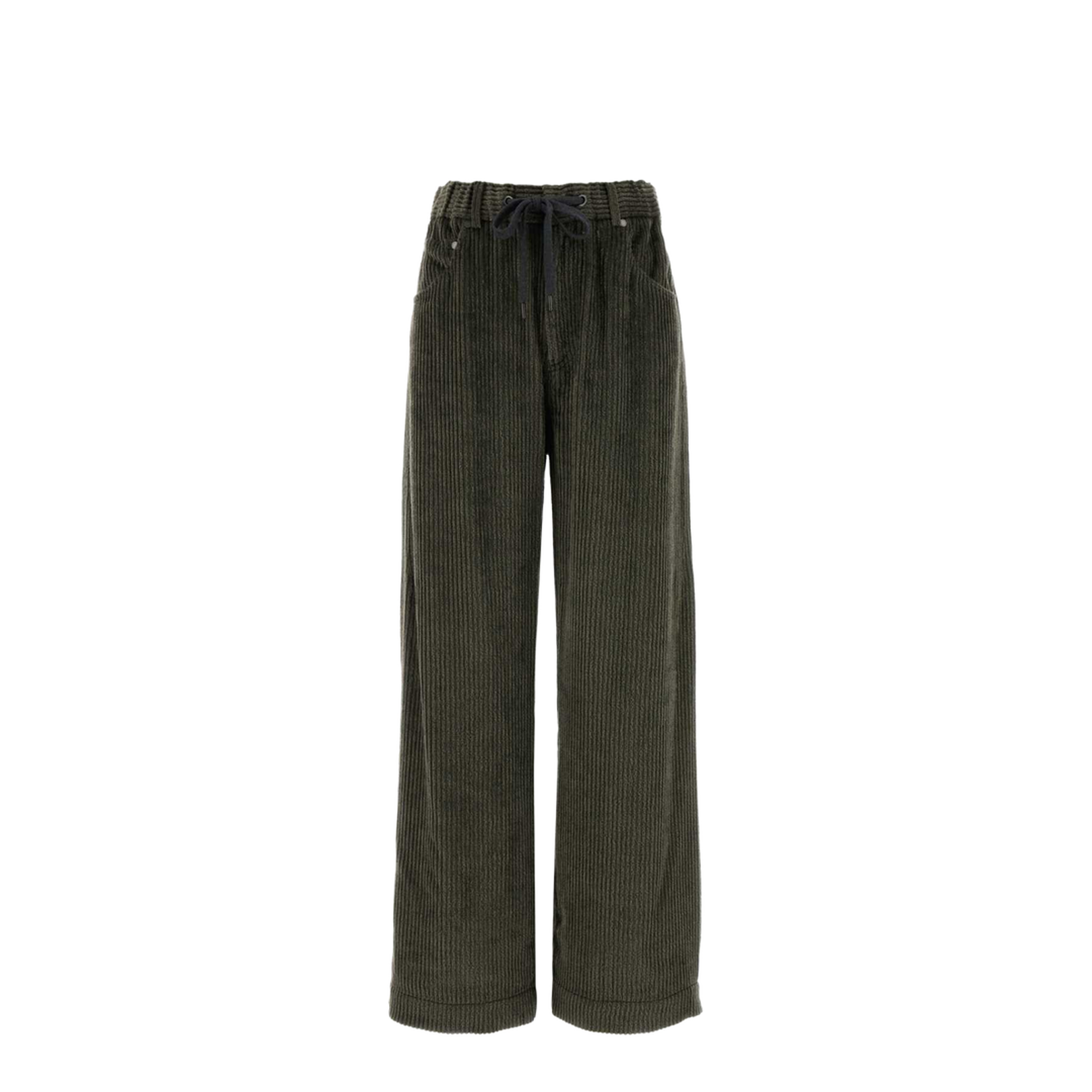 Army Green Corduroy Wide-Leg Pant