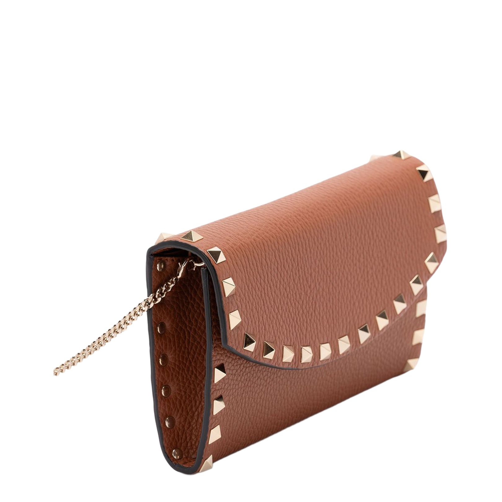 Rockstud Leather Wallet on Chain