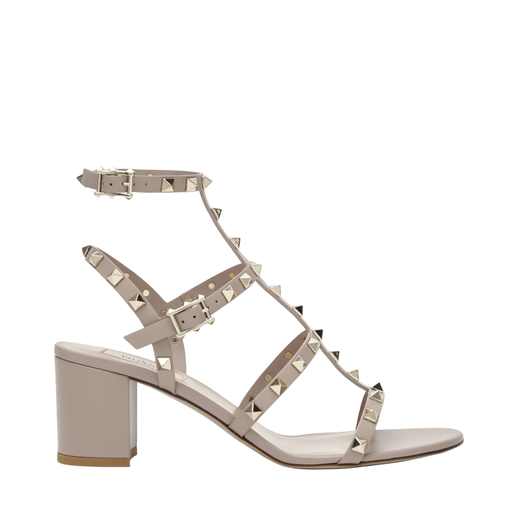 Rockstud Sandals with Blush-Colored Straps
