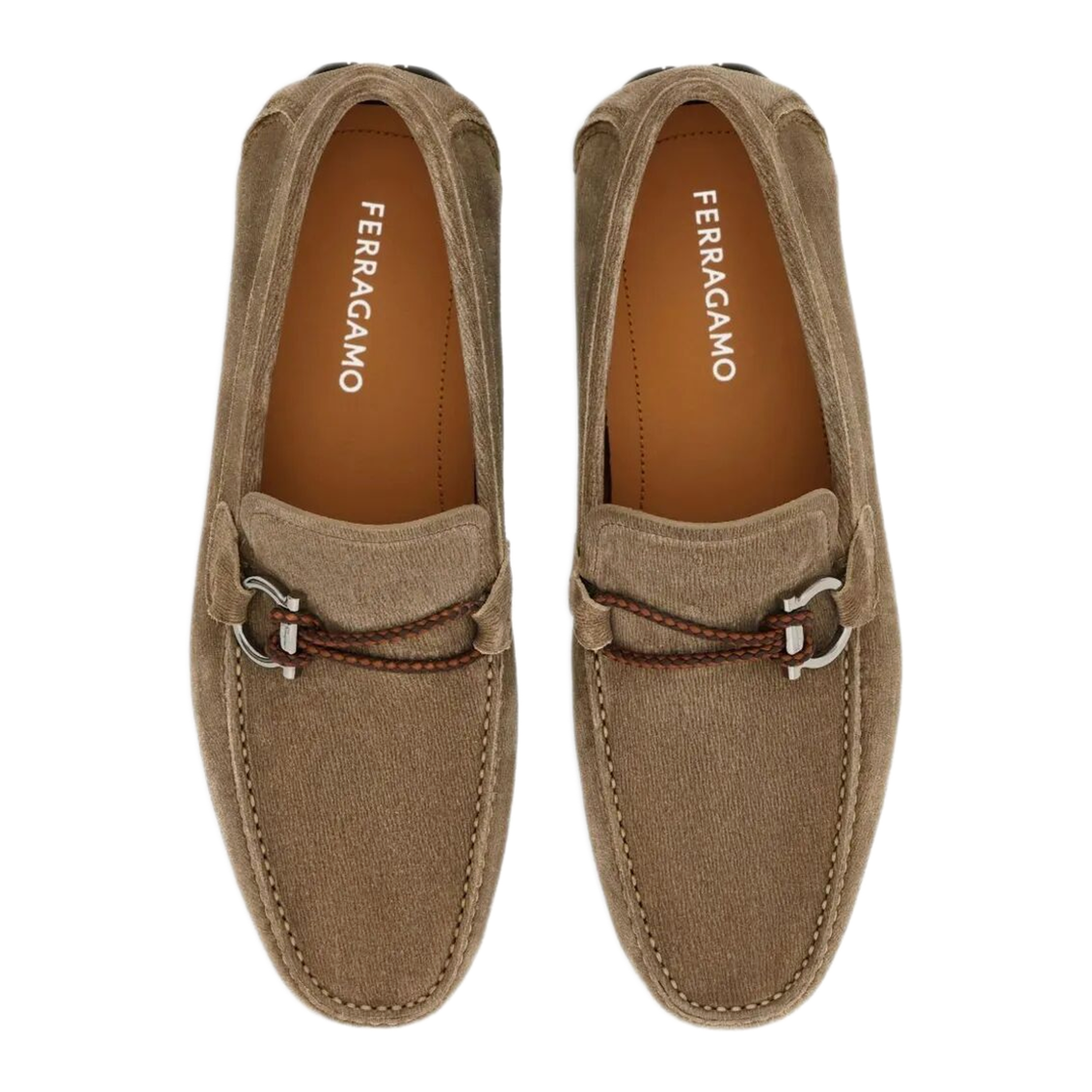 MAYFEYR - Ferragamo - Suede Driver Loafers With Braided Leather Lace - 02B7960789635