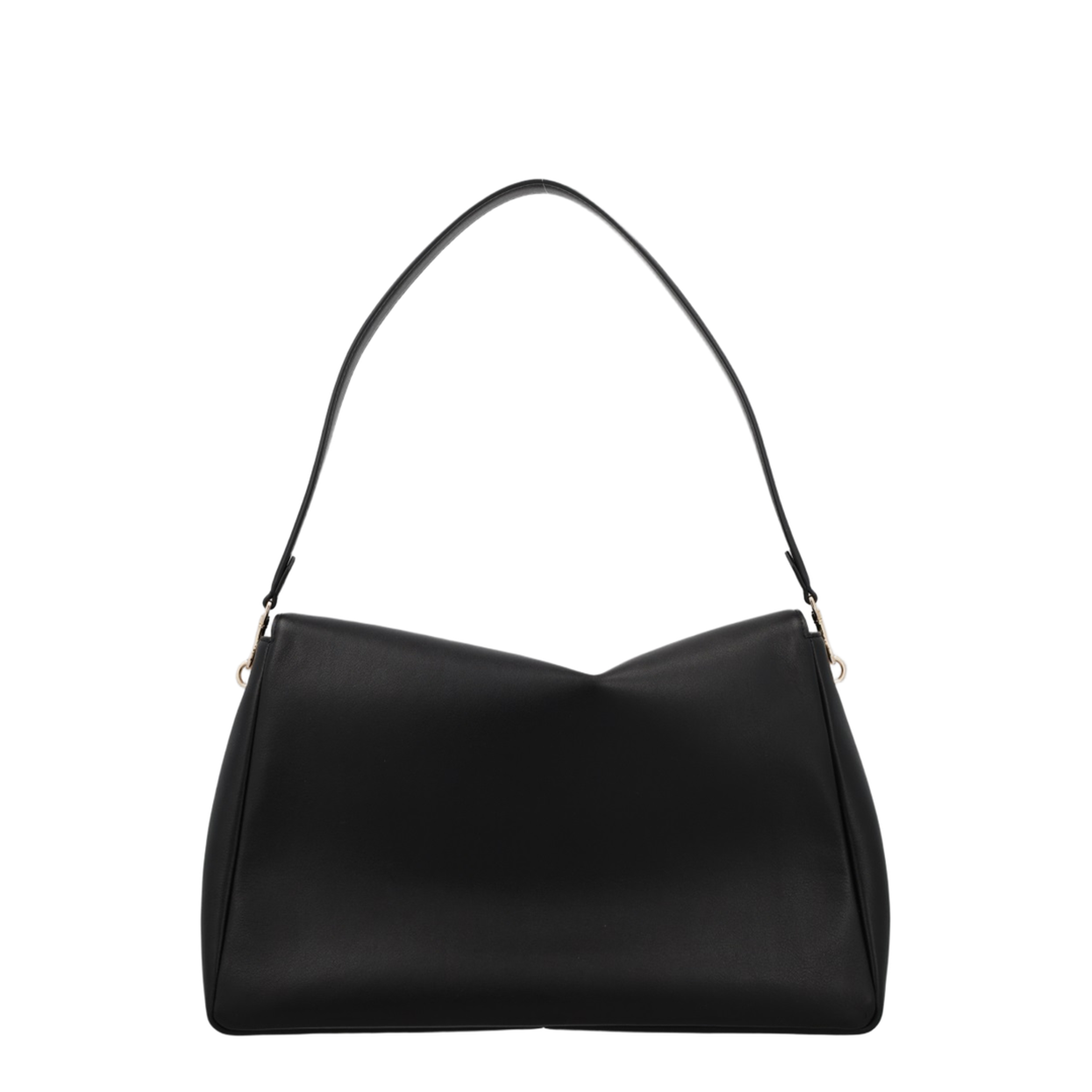 Charlie Large Leather Shoulder Bag - Black