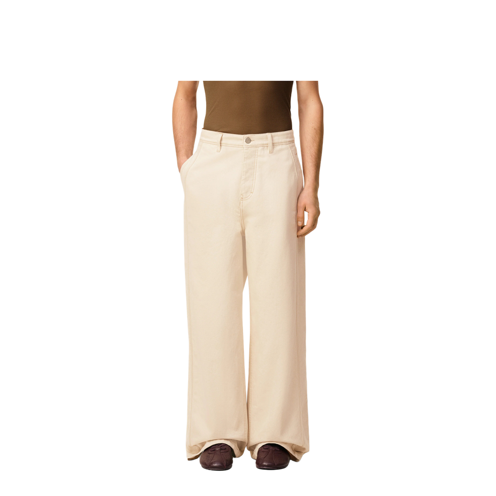 White Cotton Wide Fit Jeans