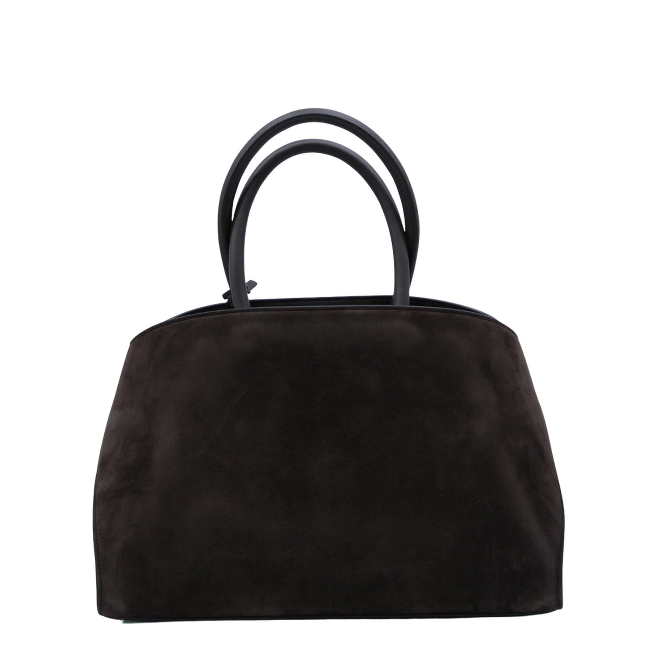 Hug Medium Calf Leather Top Handle Bag - Testa di Moro