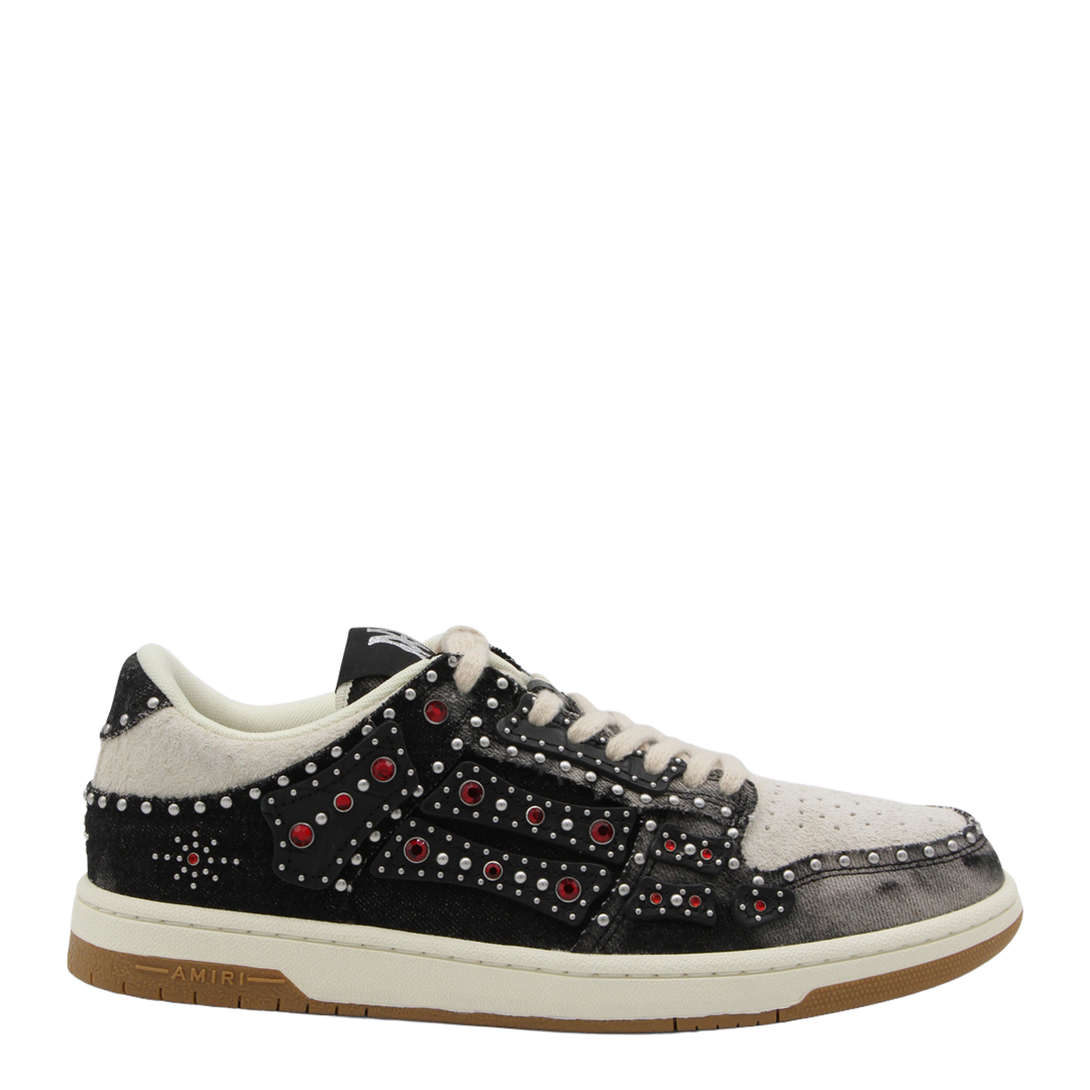 Skel Top Black Sneaker With Beads And Crystals