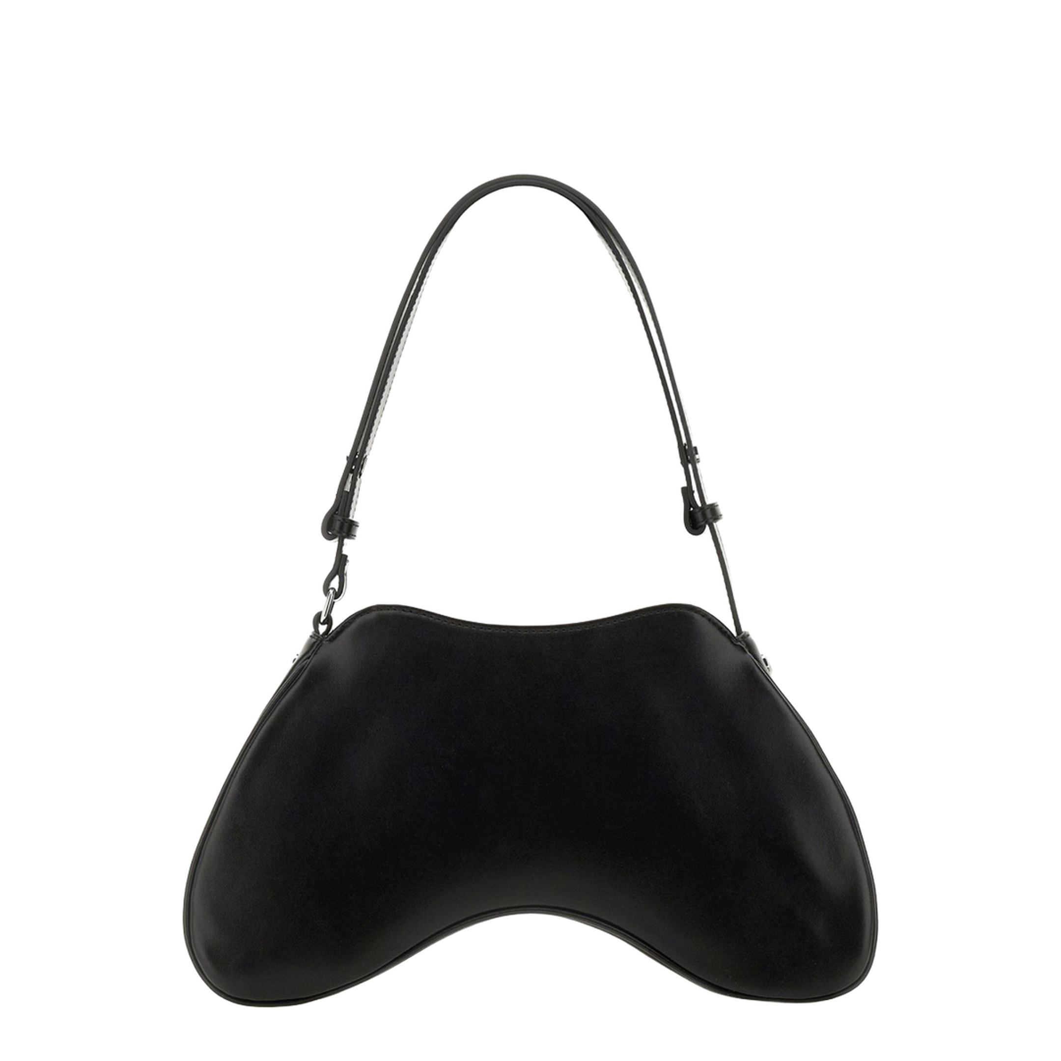 Play Semi-Gloss Leather Shoulder Bag - Black