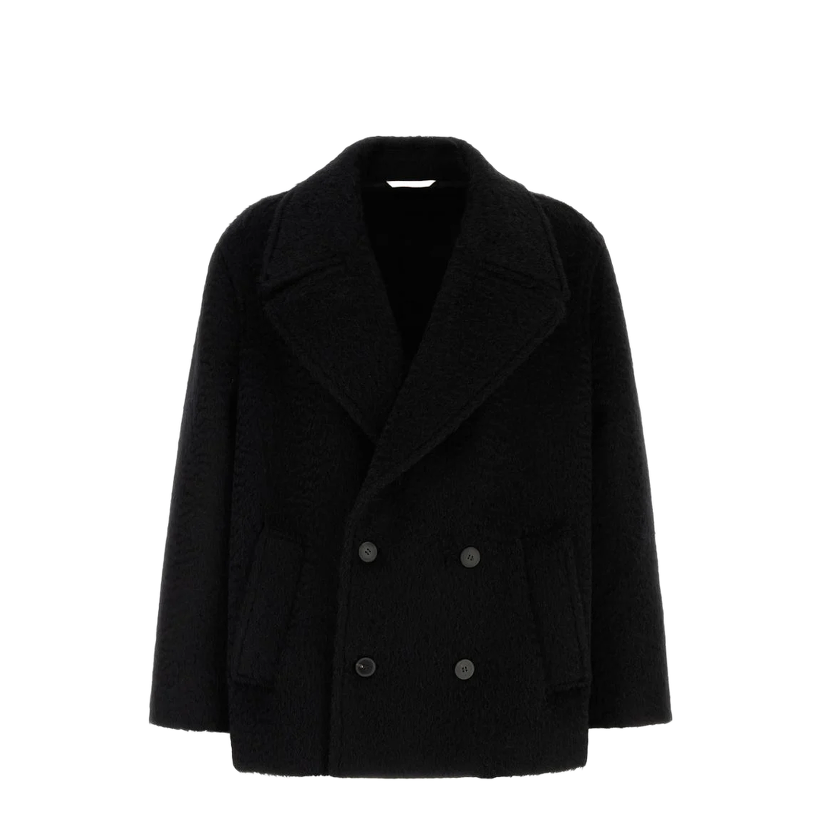 Black Mohair And Wool Coat