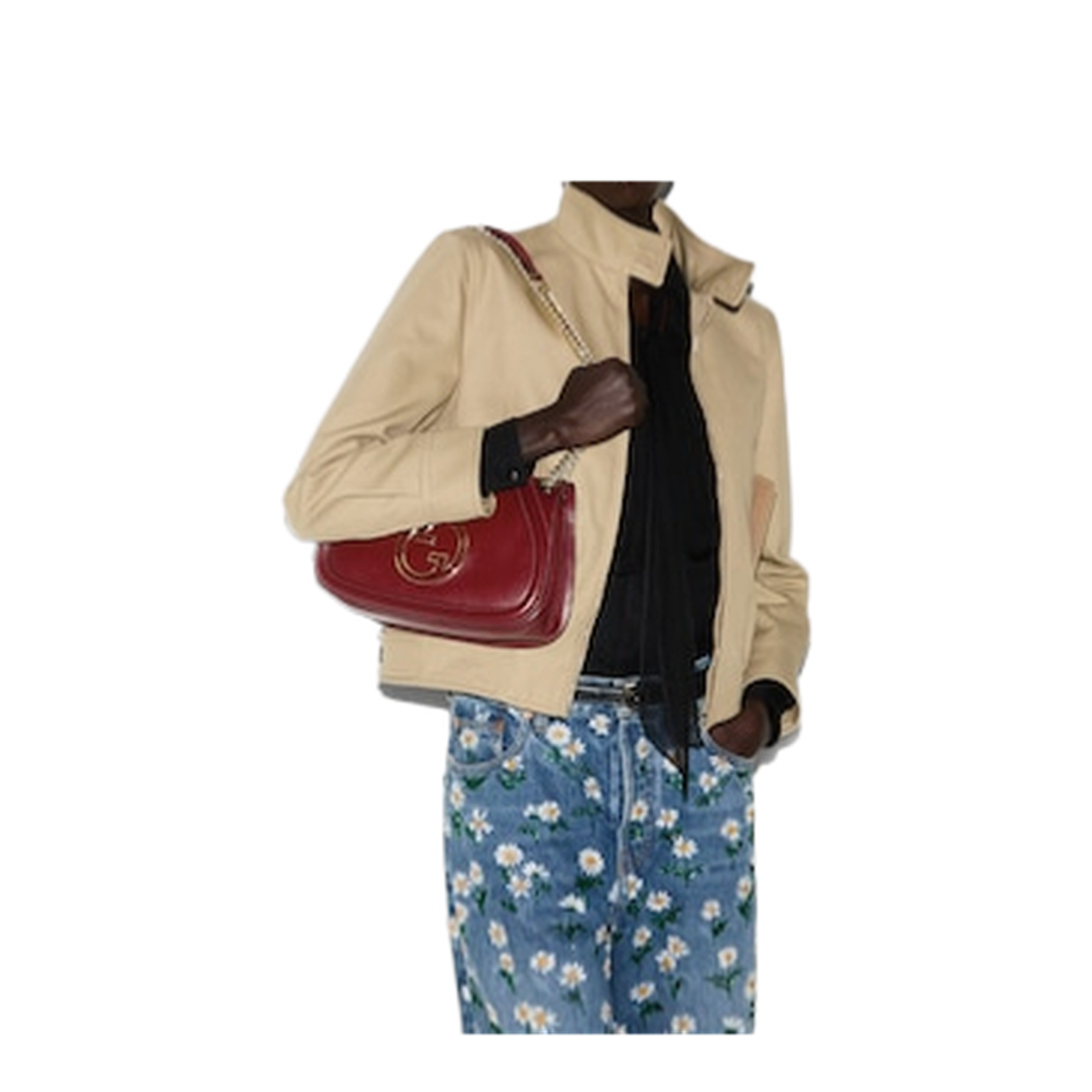 Blondie Medium Leather Shoulder Bag - Burgundy