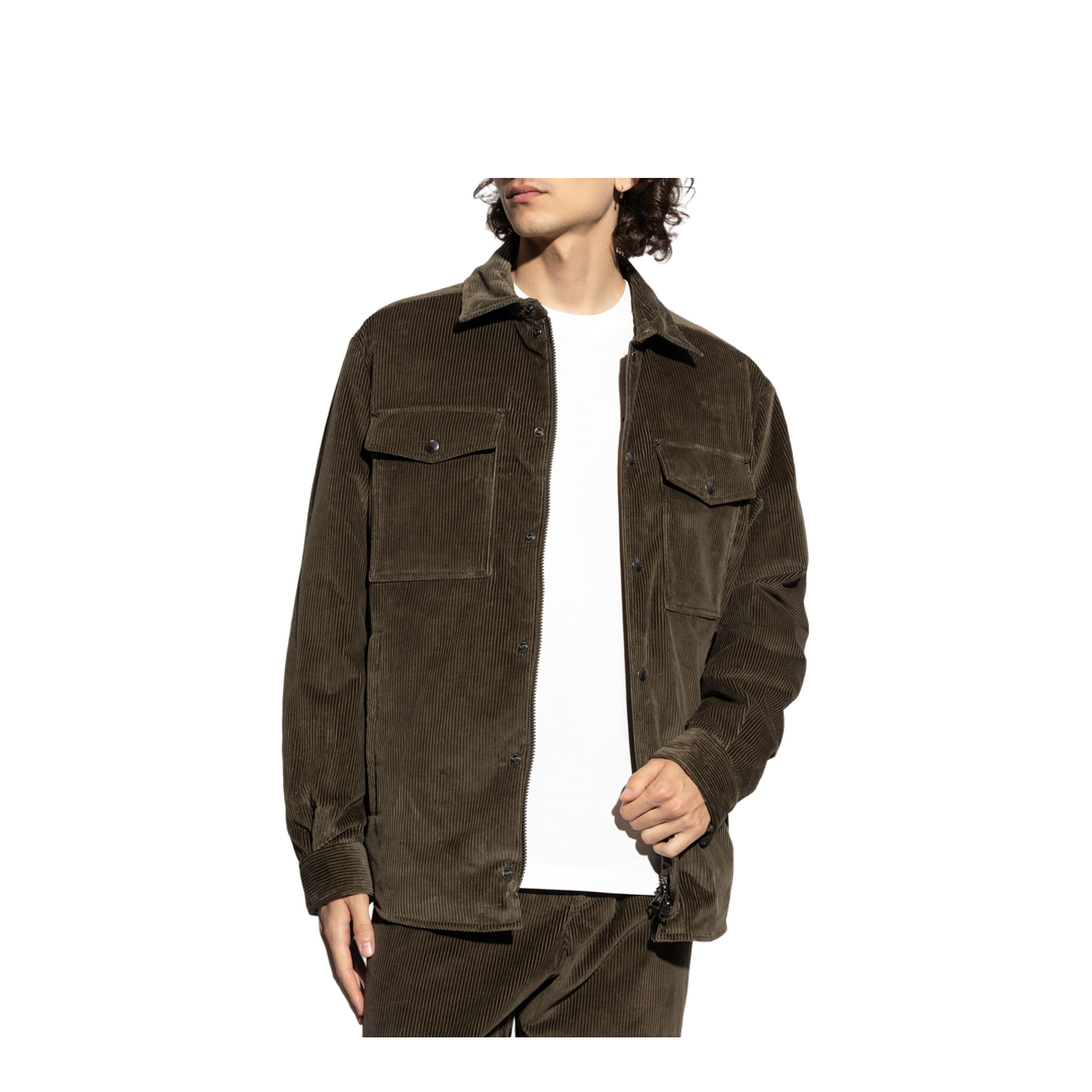 Brown Ambroisie Corduroy Down Shirt Jacket