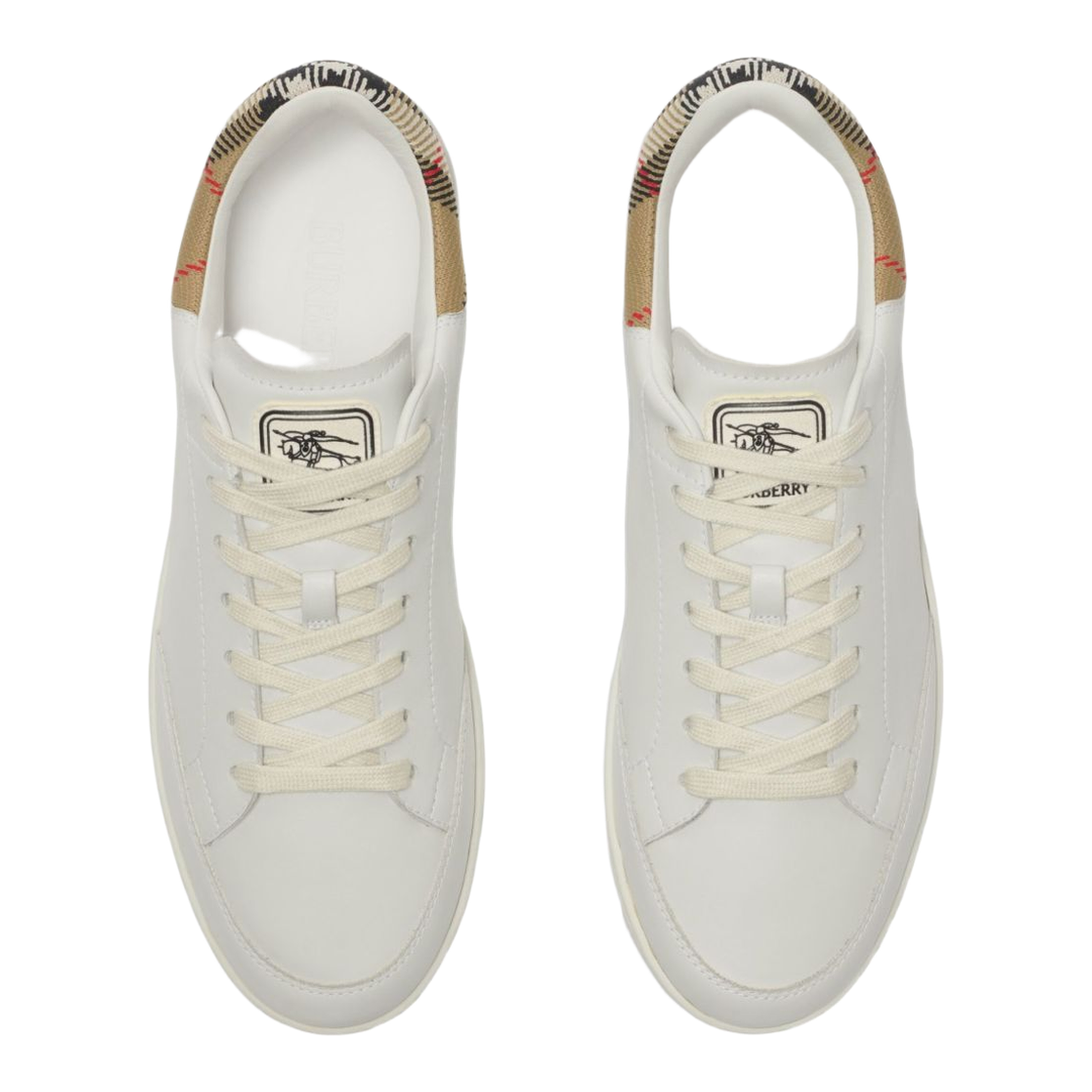 Checked Heel Leather Low-Top Sneakers