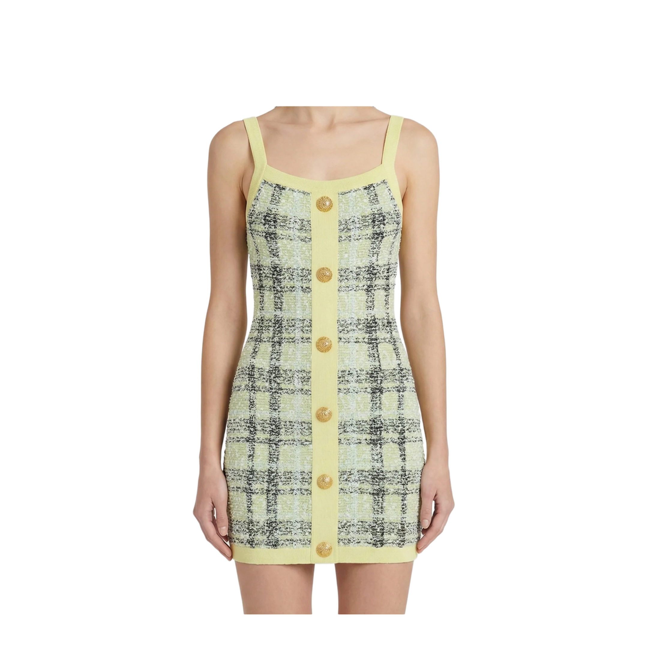 Embroidered Tweed Dress Yellow