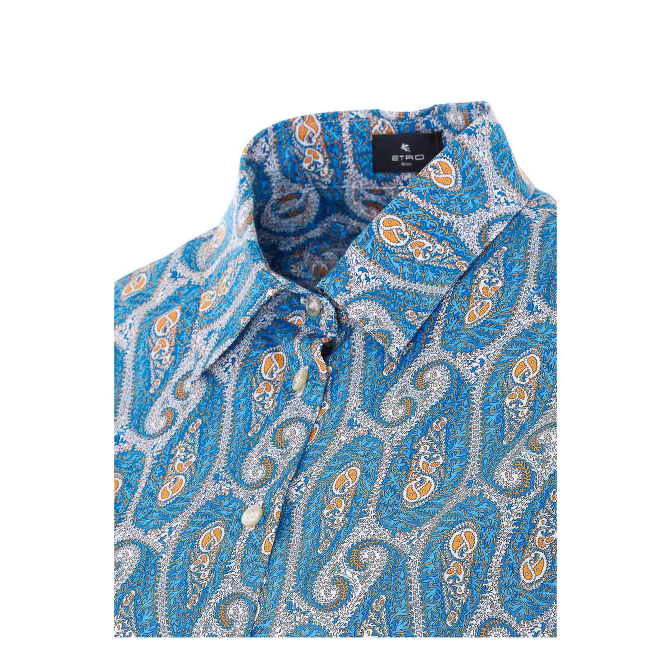 Paisley Print Button Shirt Blue