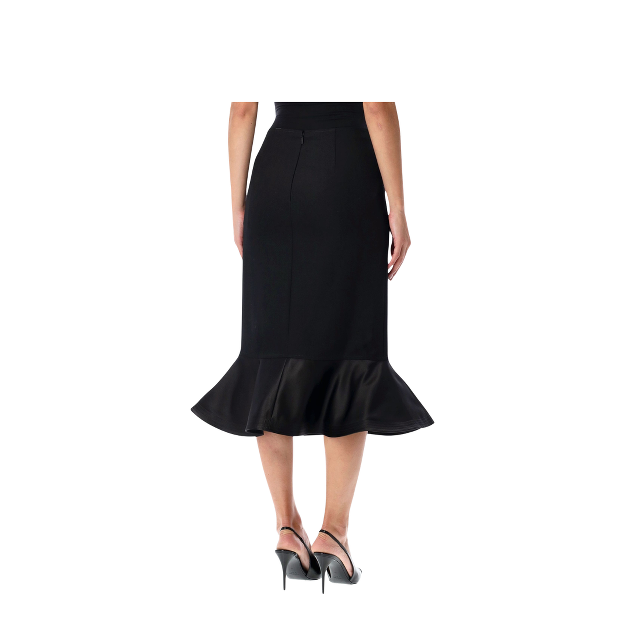 Black Grain de Poudre Wool Skirt