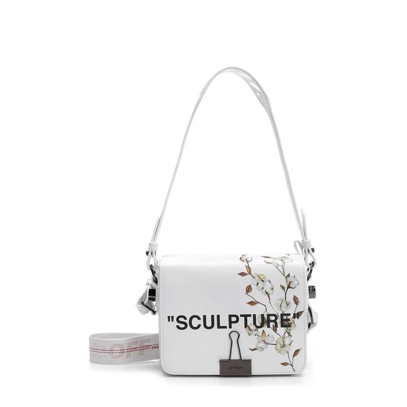 Binder Clip Bag Cotton Flower Sculpture White