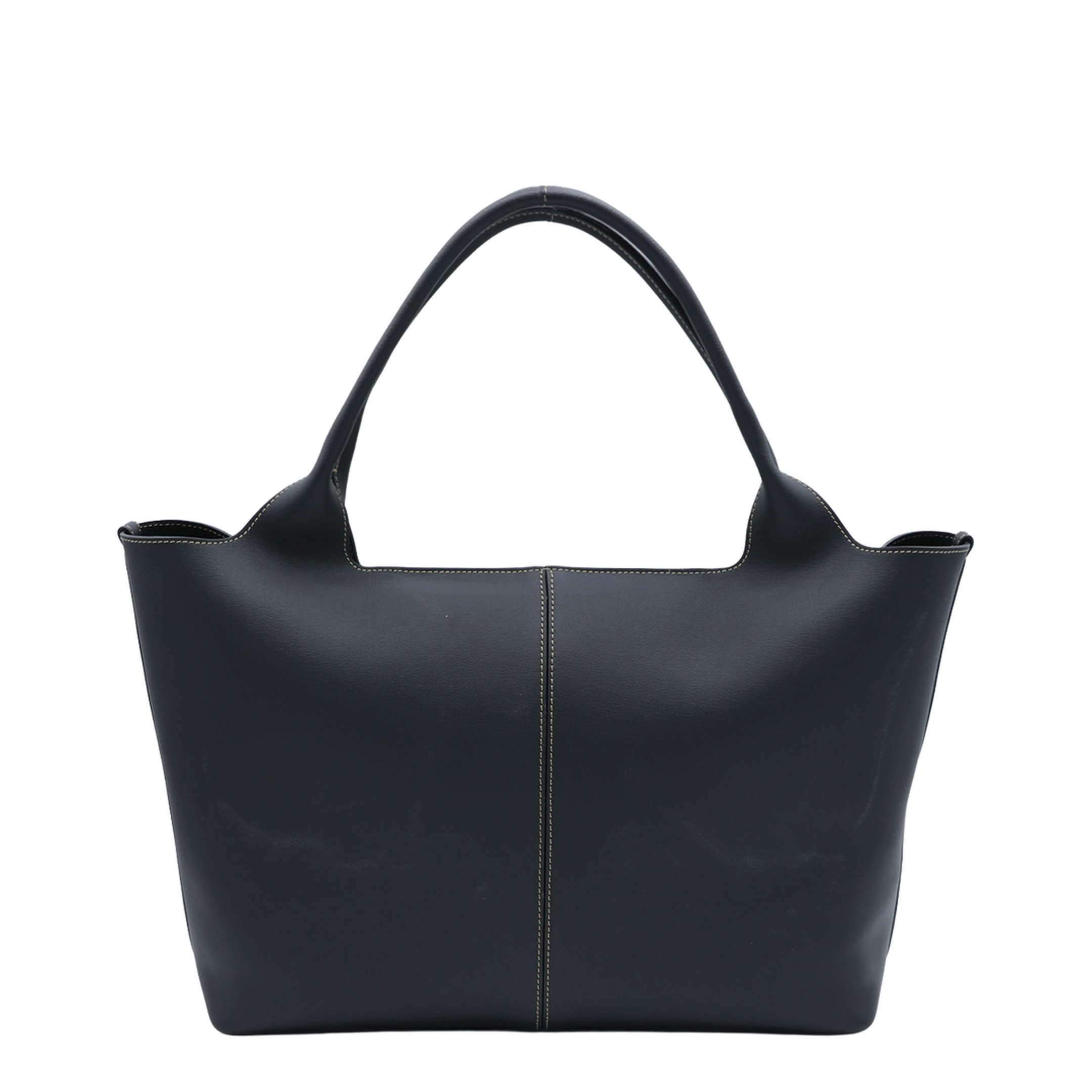 Medium Small Calfskin Shopping Bag - Black