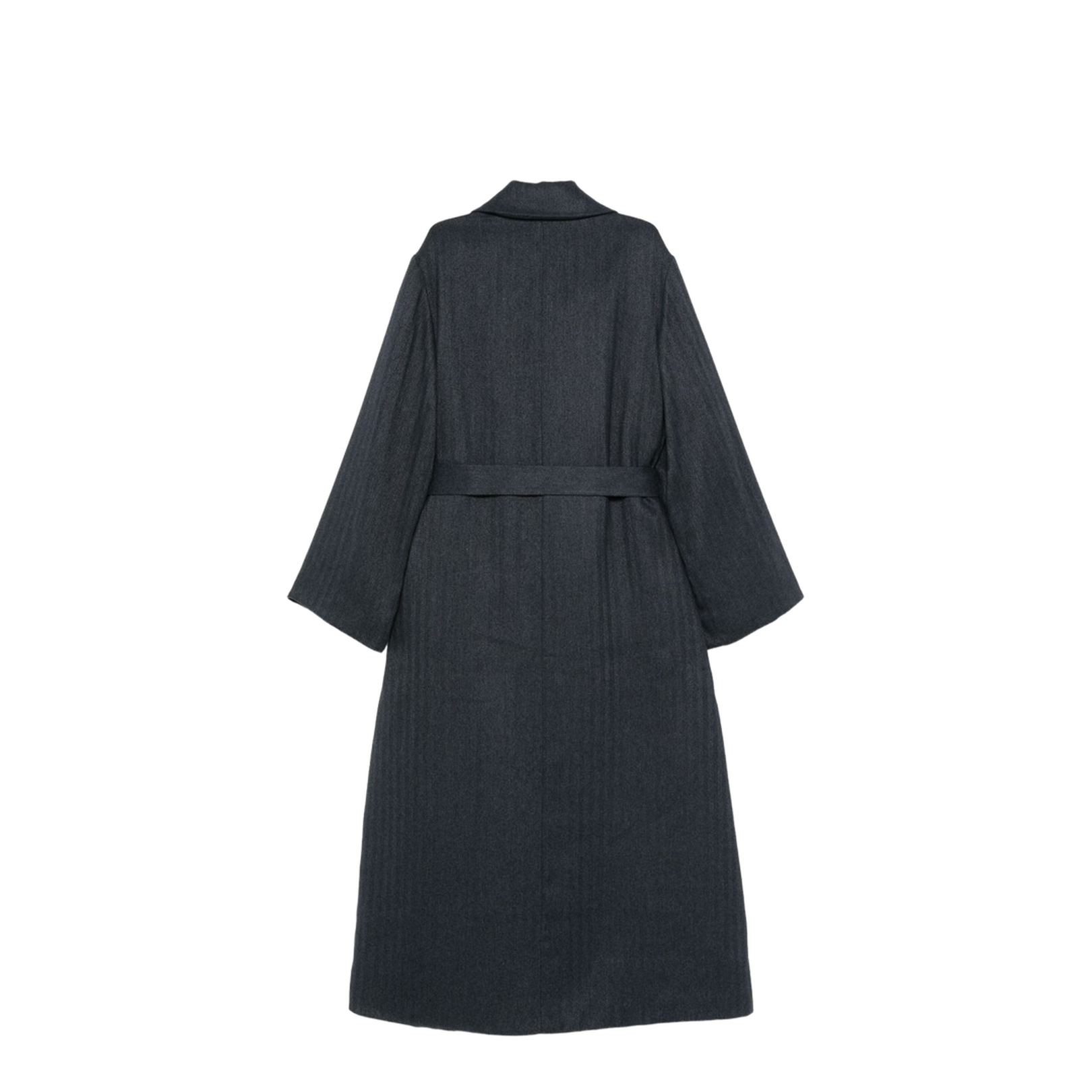 Blue Striped Pattern Belted Waist Jacket