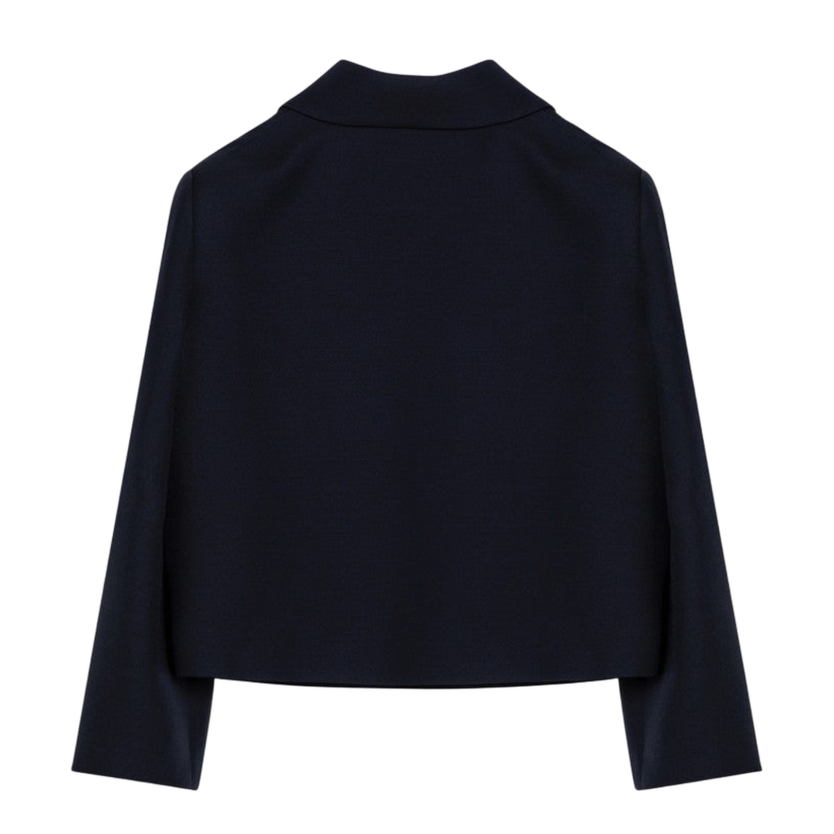 Single-Breasted Navy Wool Crop Jacket