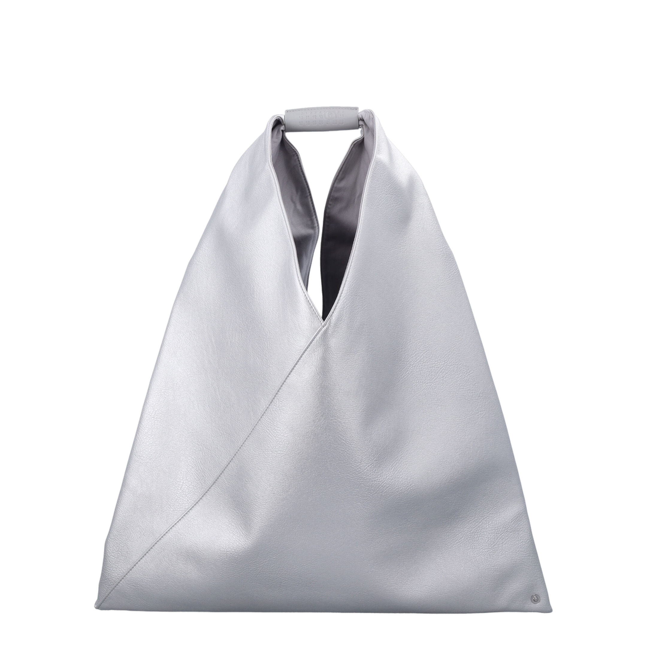 Medium Japanese Bag in Silver Eco-Leather