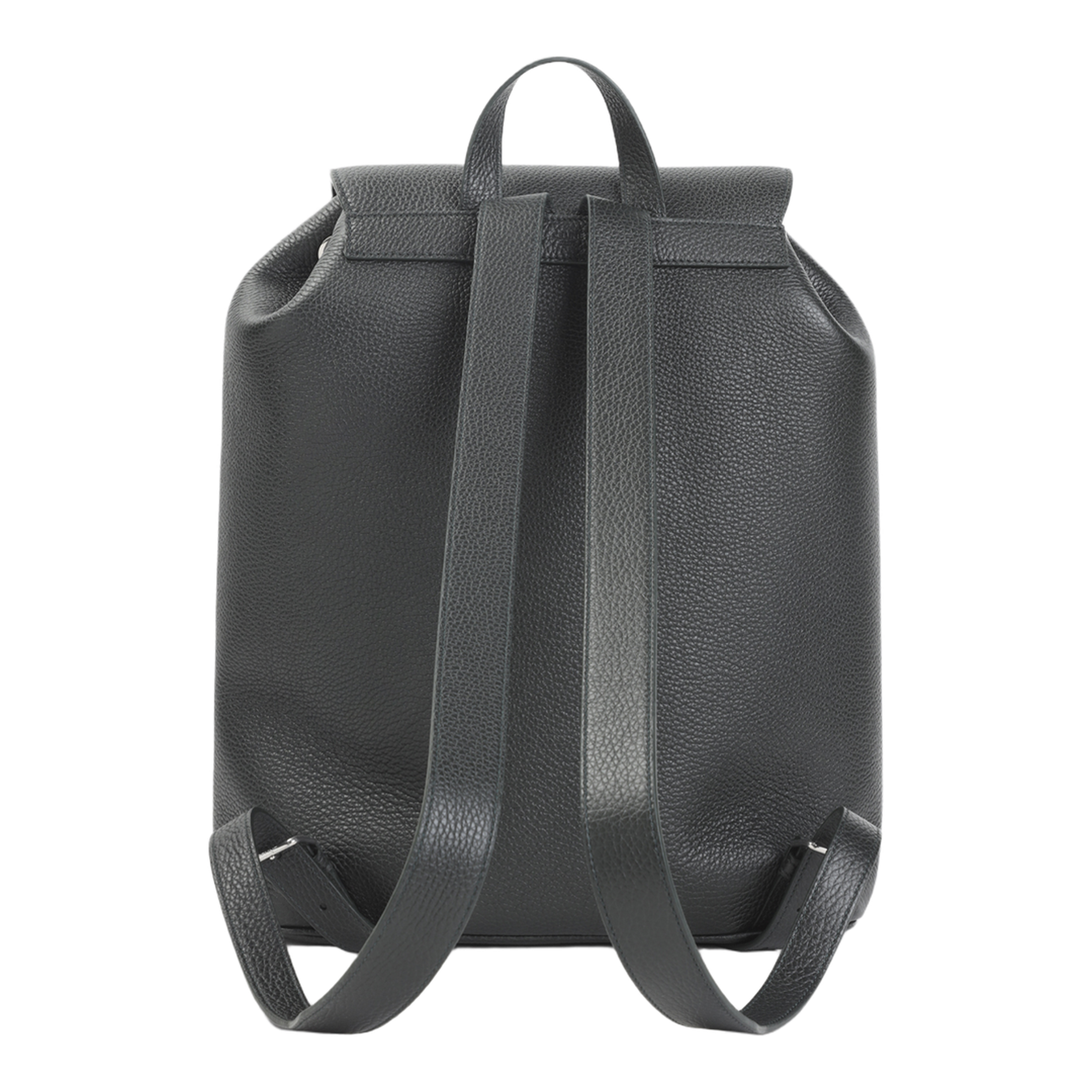 Large Backpack Folco in Grained Calfskin - Night Green