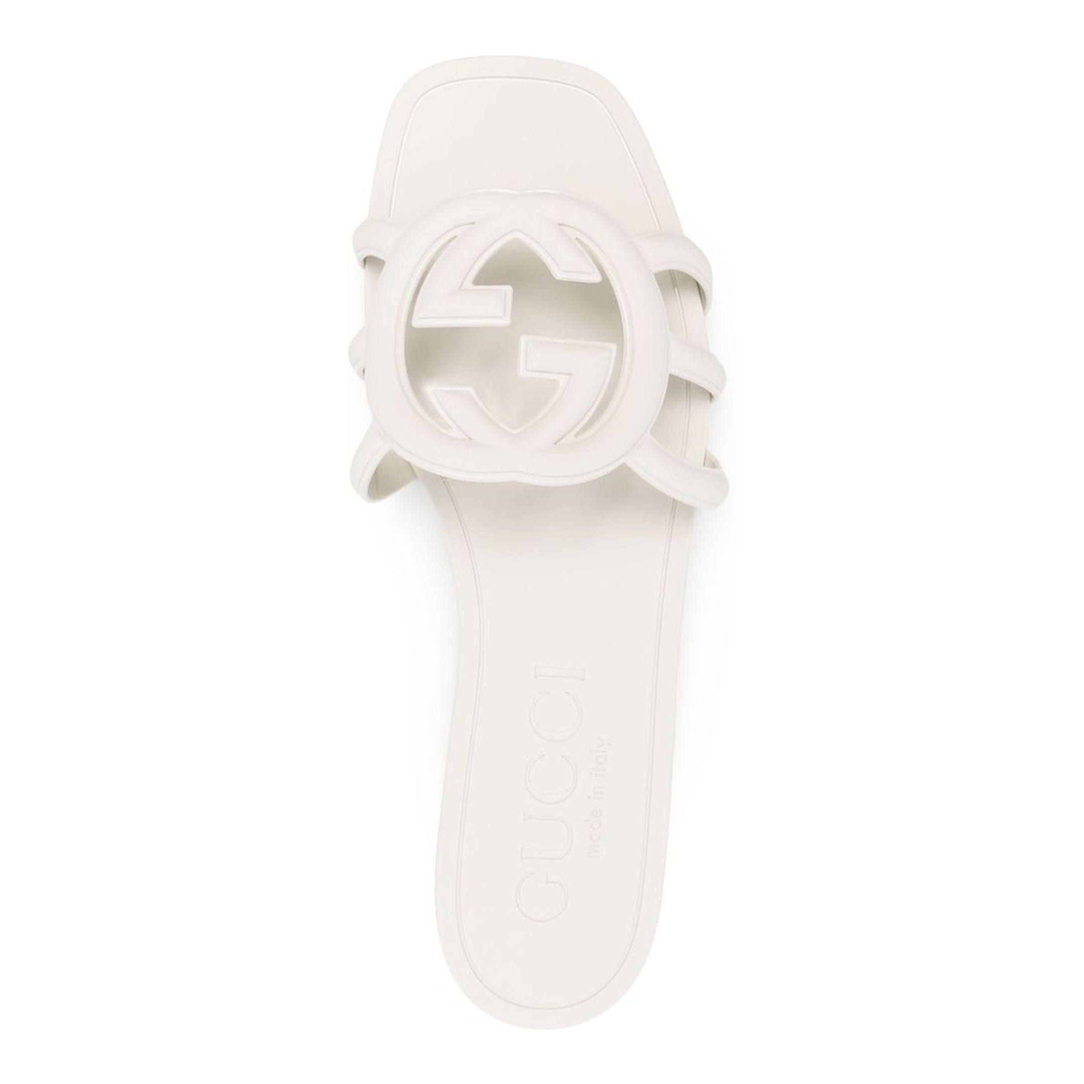Interlocking G Slide Sandal in White Rubber