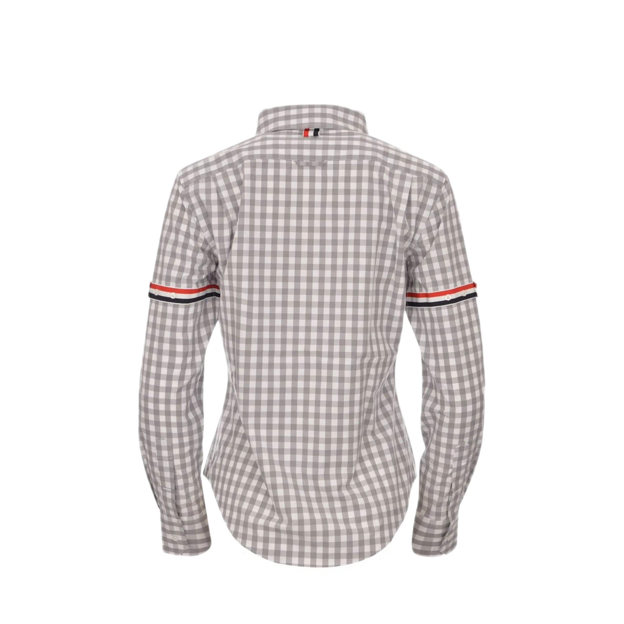 MAYFEYR - Thom Browne - Classic Long Sleeve Point Collar Shirt With Armbands In Gingham Check Poplin - FLL203OF0998035