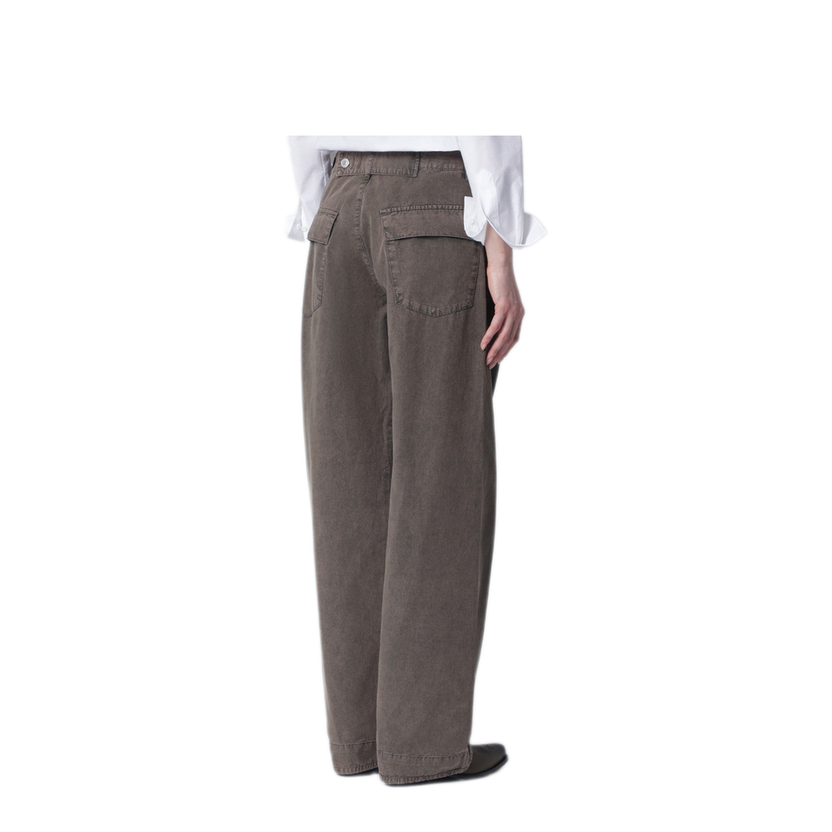 MAYFEYR - 6397 - Washed Olive Green Wide Leg Jeans - NP420COOLIVEDRAB
