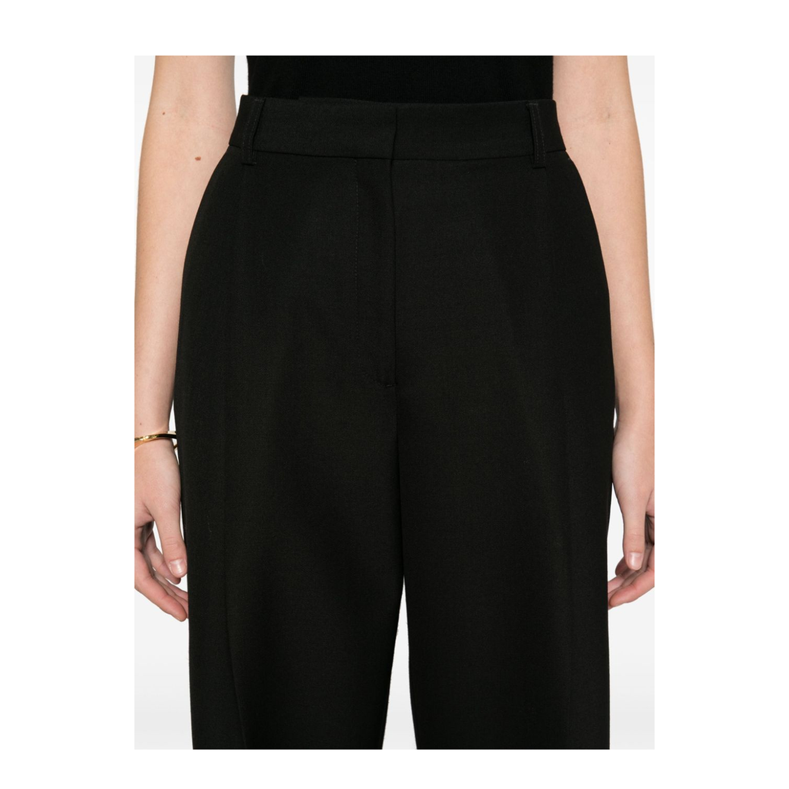 Wool Blend Pleated Trousers
