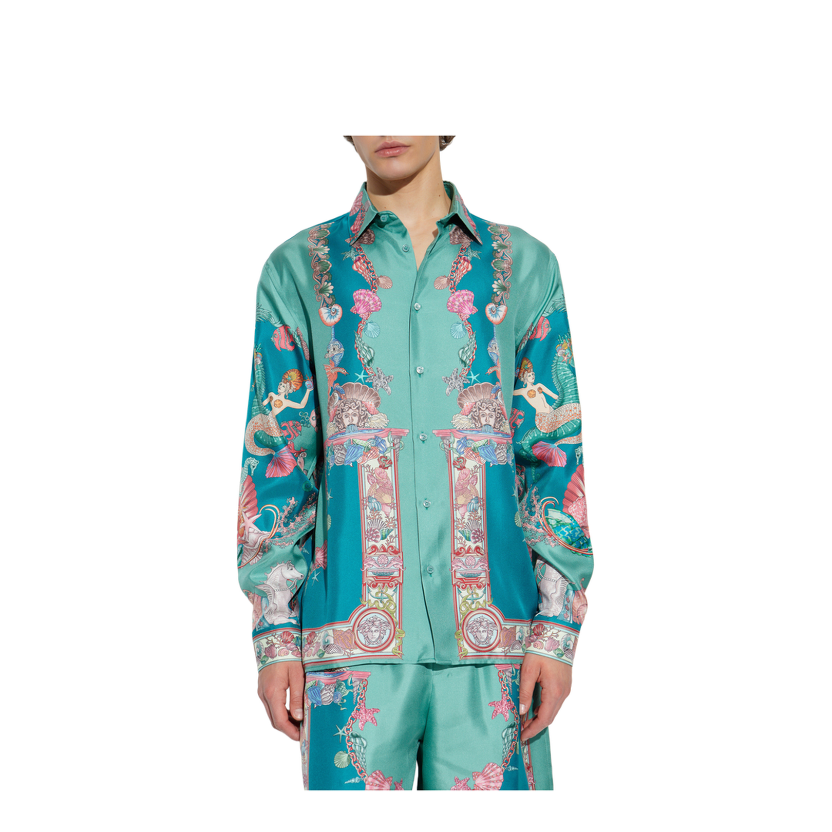 Silk Shirt with Coral Theatre Print