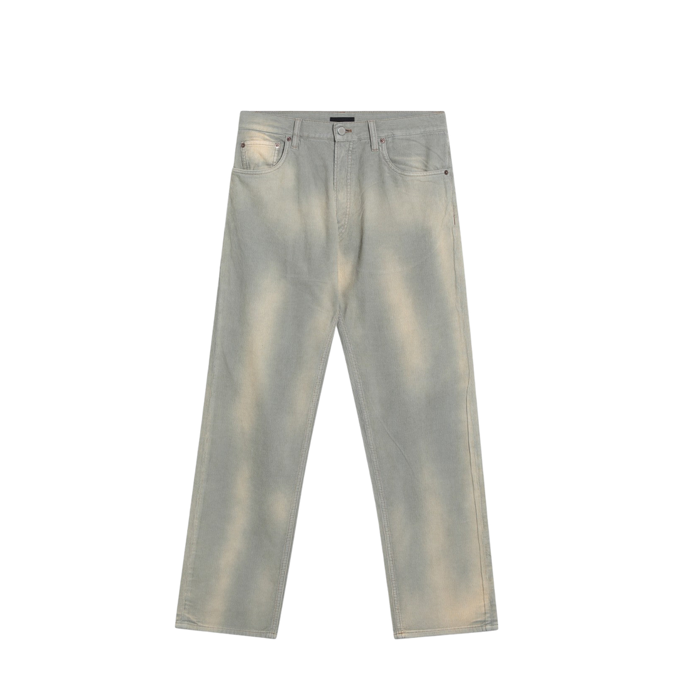 Light Blue Corduroy Trousers with Washed Effect