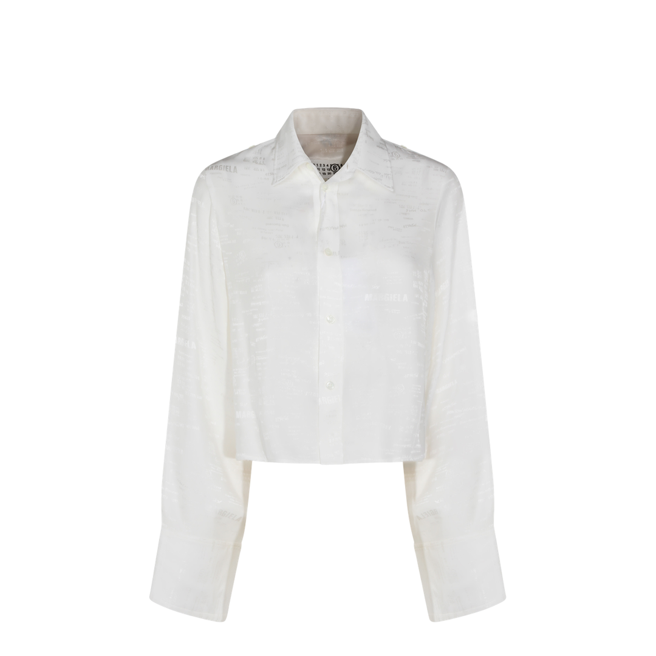 White Shirt with All-Over Logo Graphic