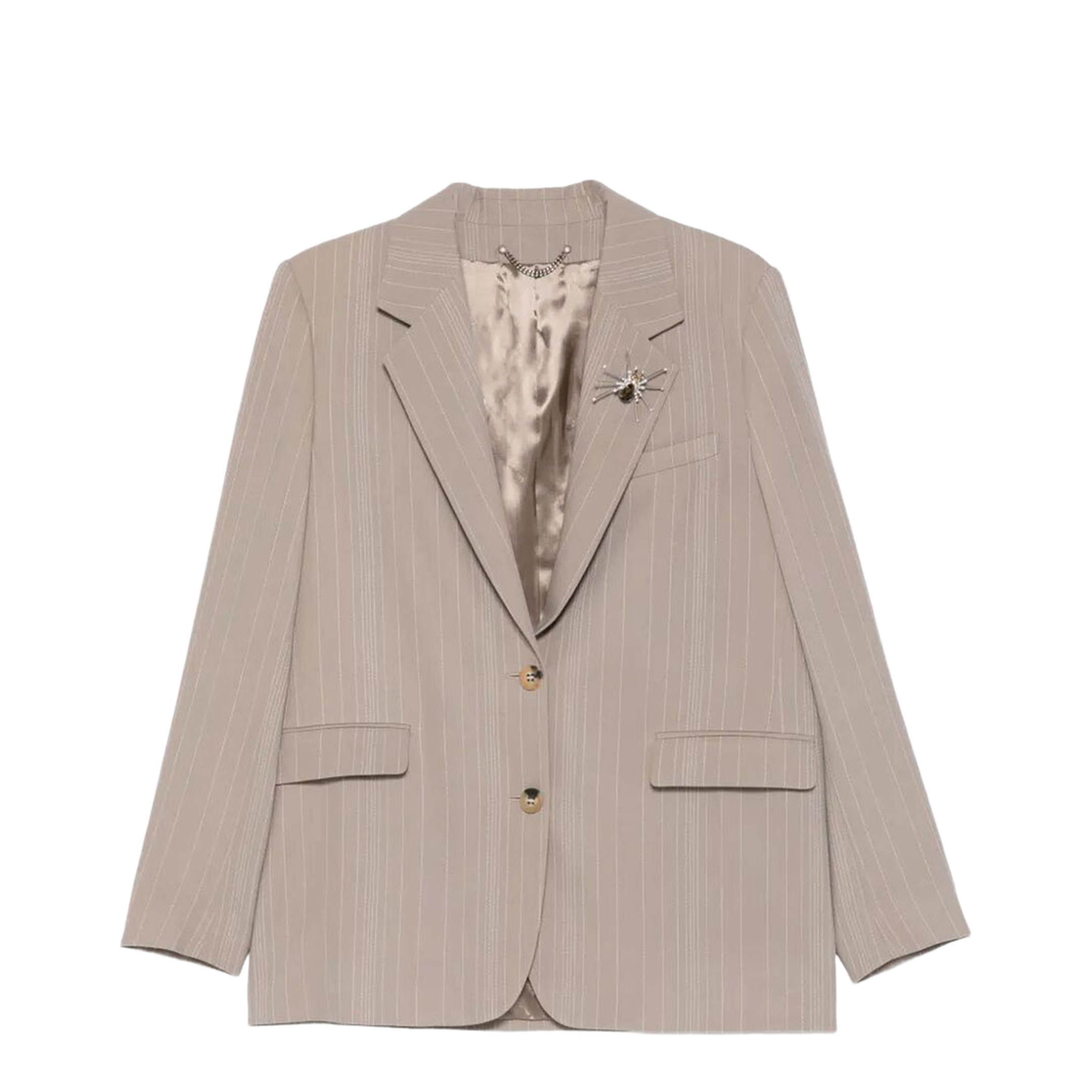 MAYFEYR - Golden Goose - Pinstripe Oversized Wool Blend Blazer With Broche - GWP02069P002325
